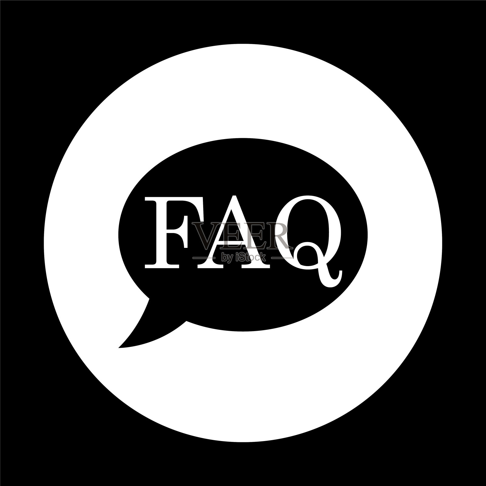 FAQ -黑色矢量图标插画图片素材