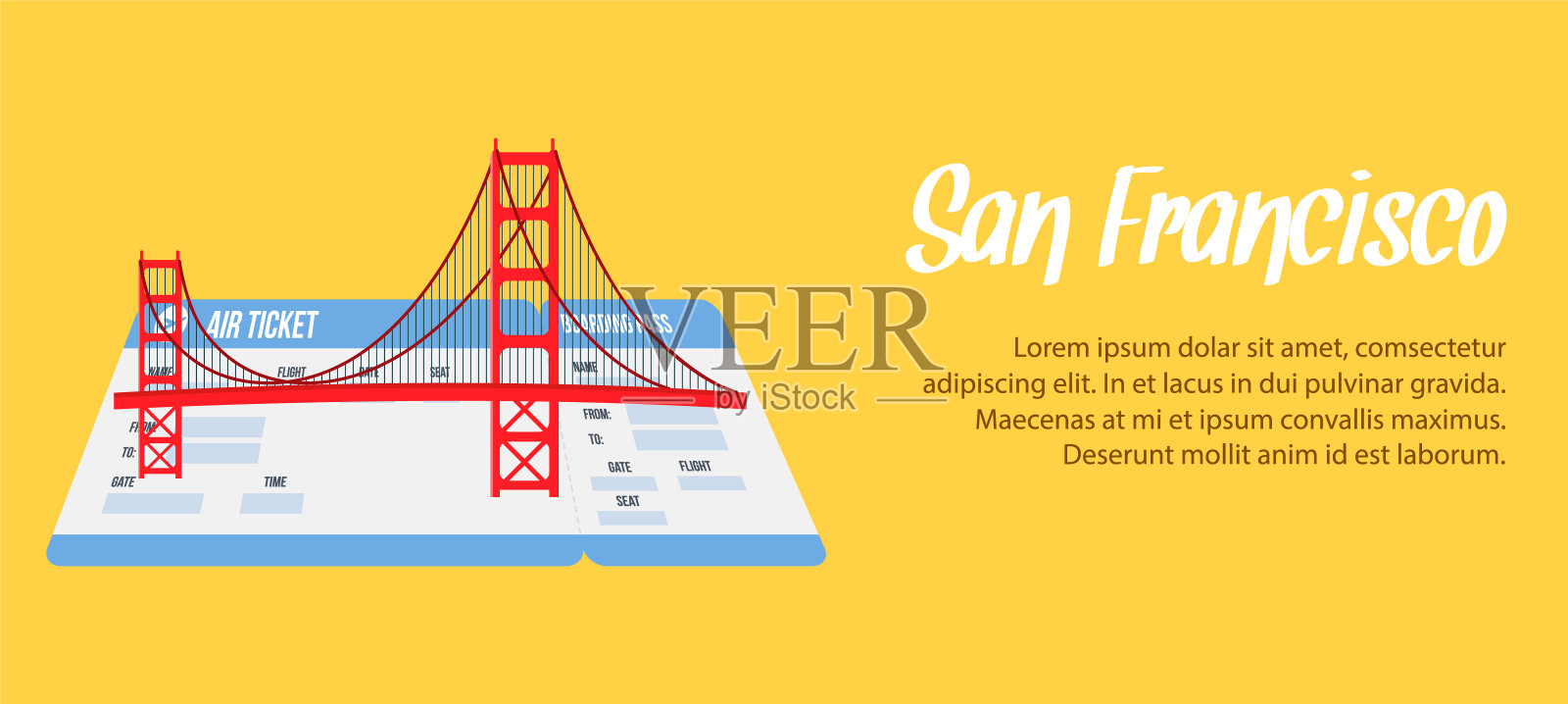 旧金山矢量横幅，海报与Copyspace插画图片素材