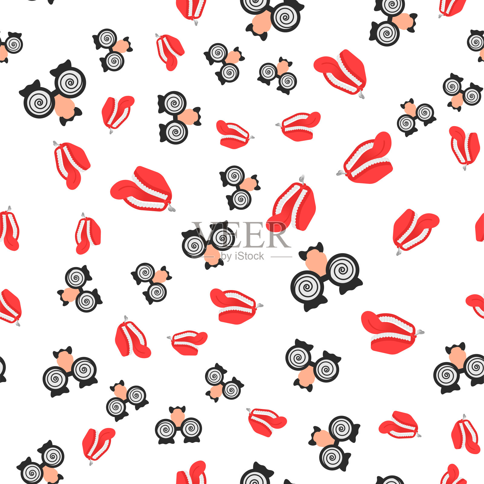 眼镜与鼻子和胡子和假牙玩具无缝模式插画图片素材