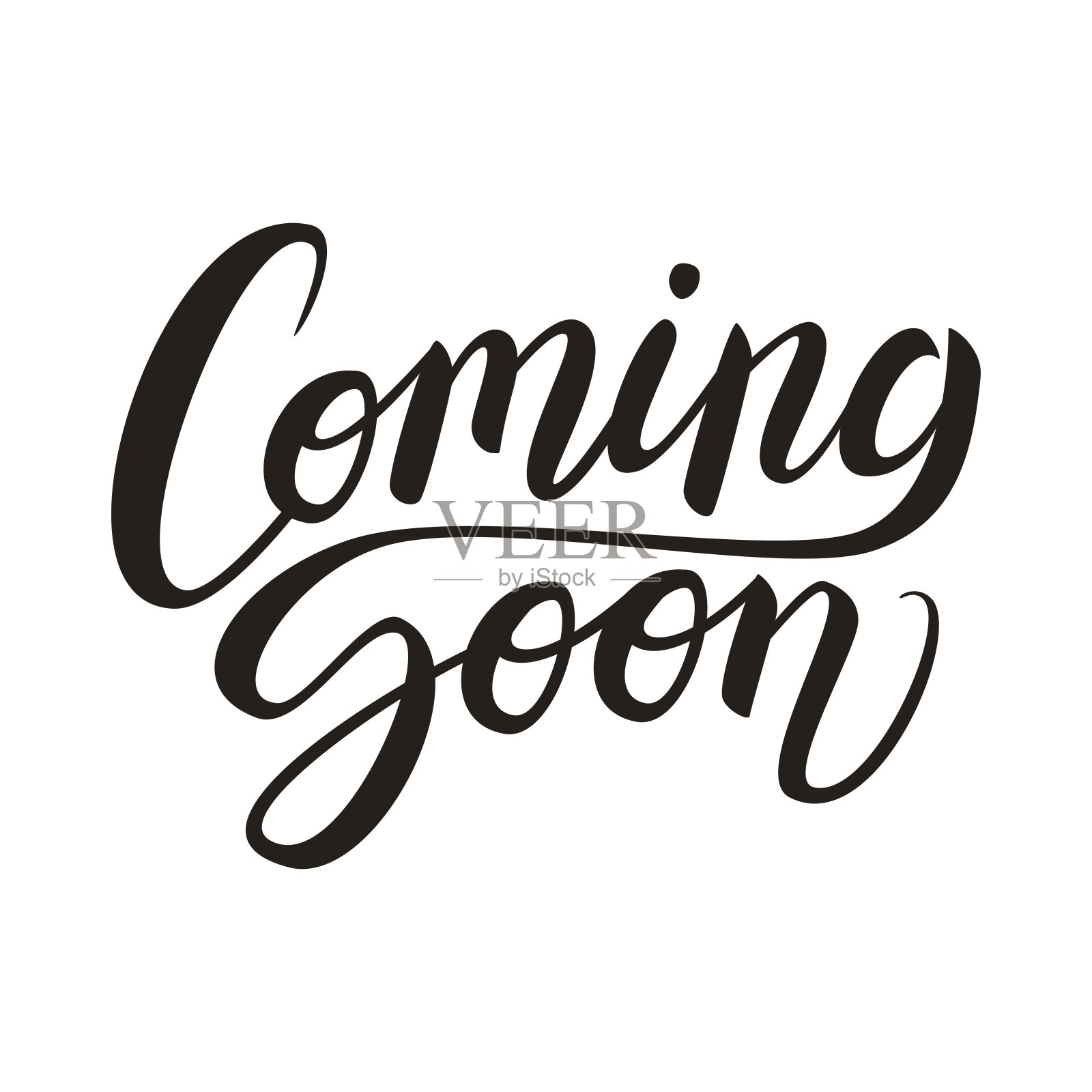 即将到来的书法字母文字组成孤立的白色，矢量插图设计元素图片