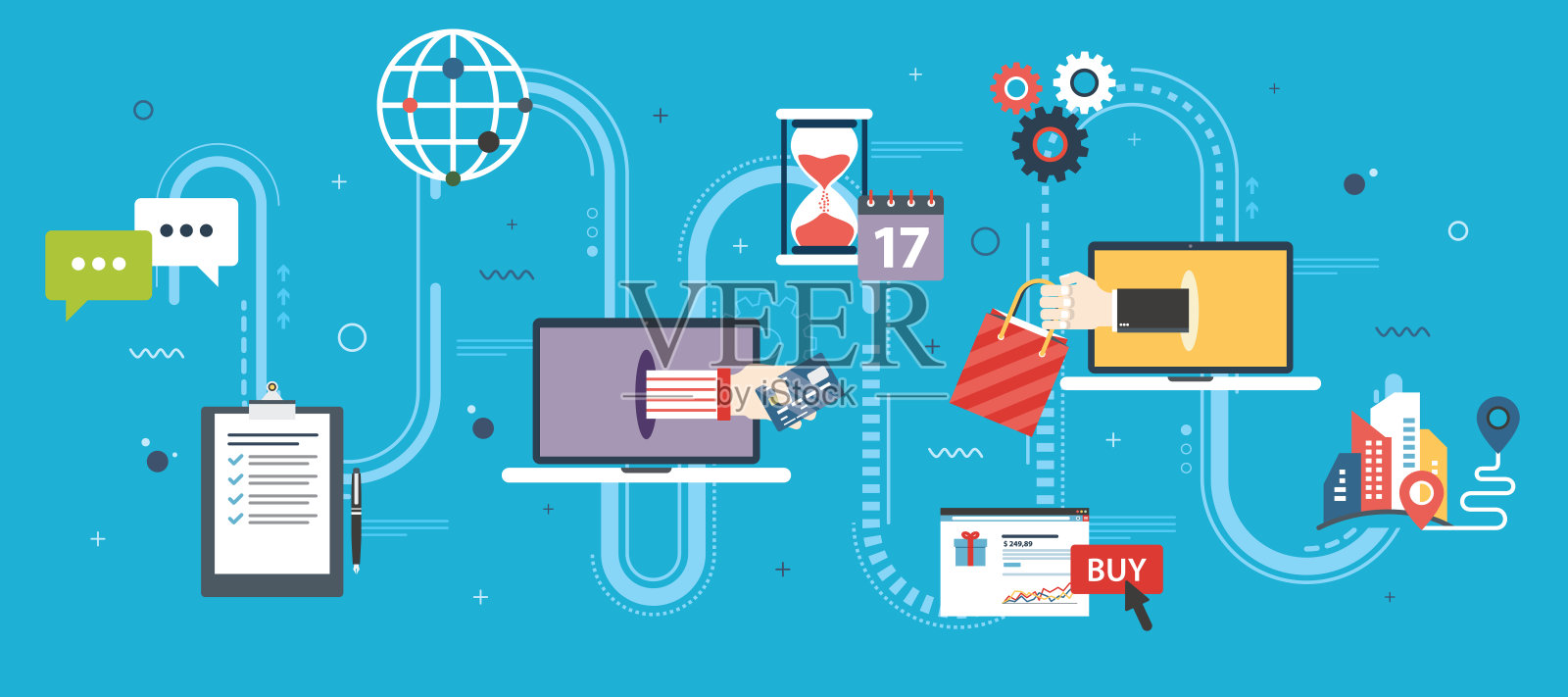 商店，网上购物和电子商务。插画图片素材