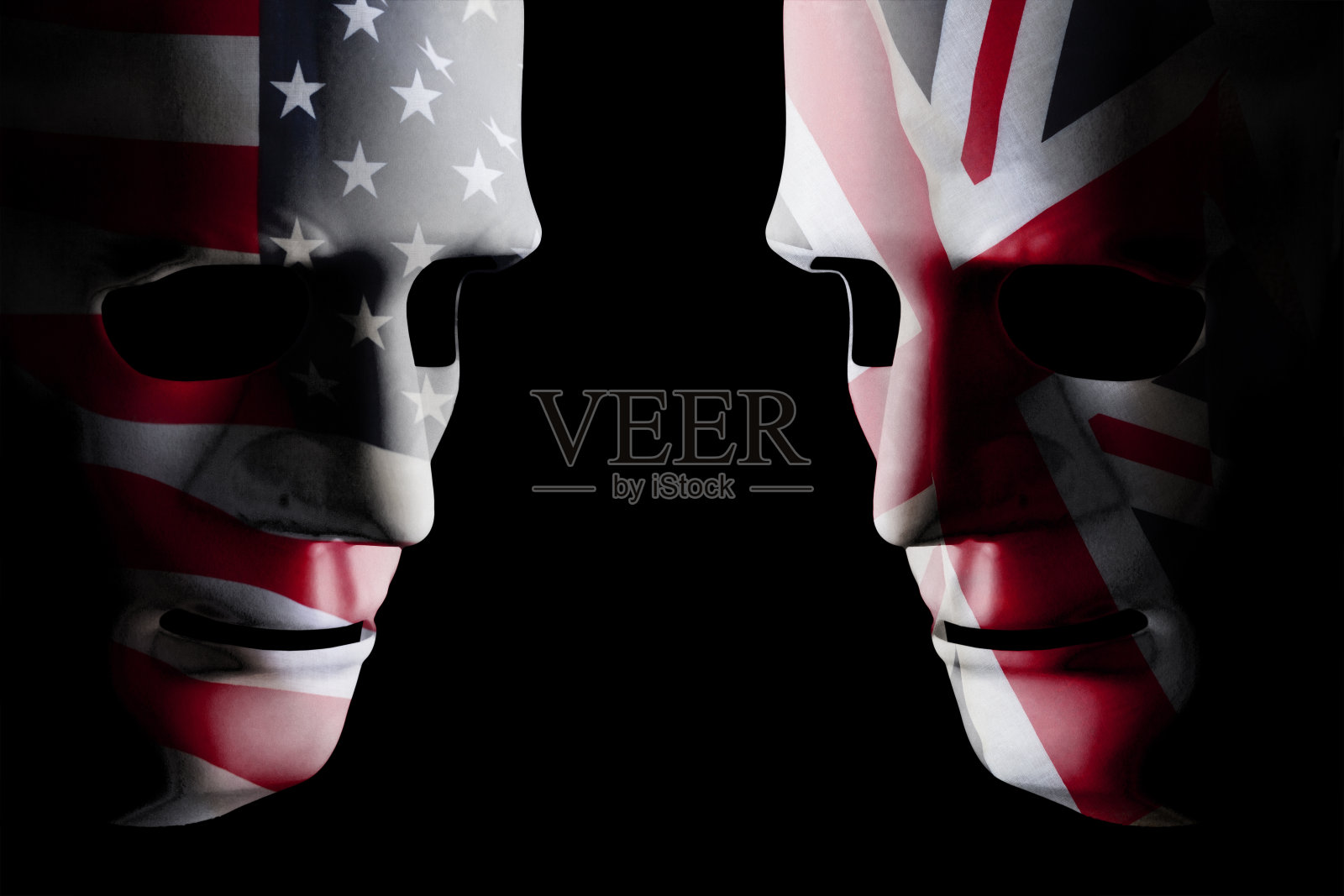 美国和英国头对着国旗照片摄影图片