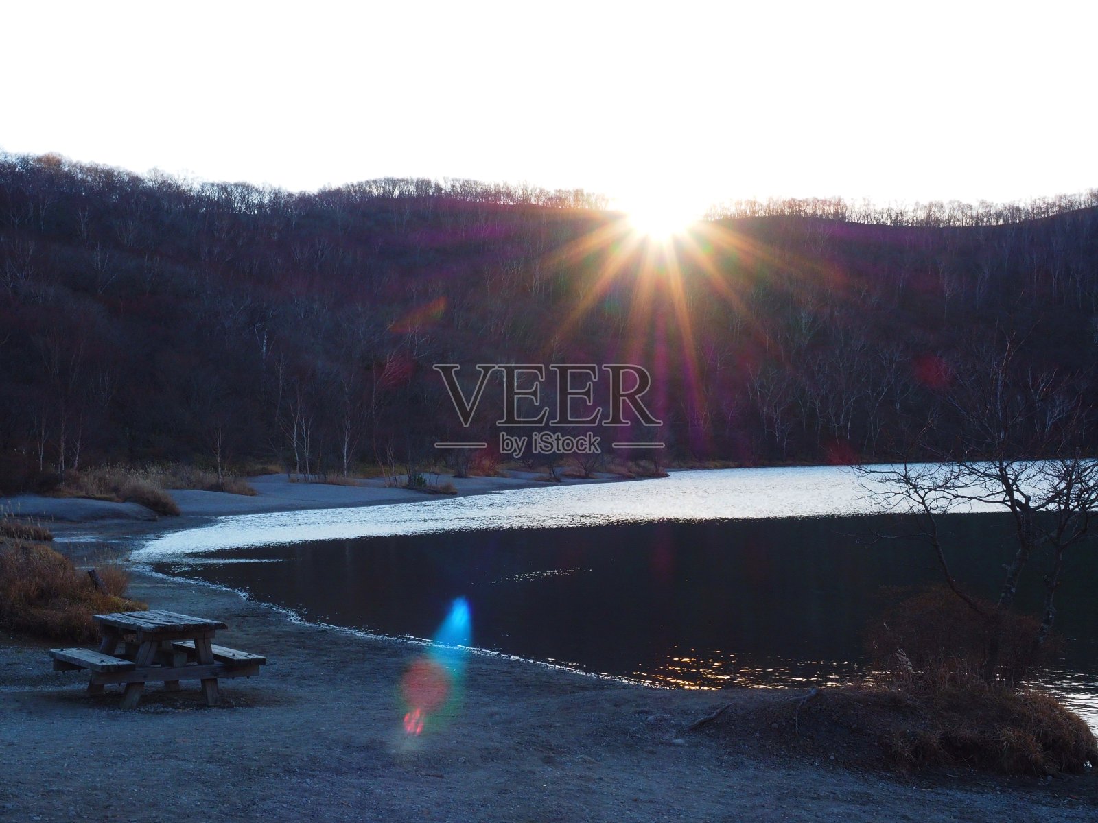 日本小沼沼泽前桥群马的日出景观照片摄影图片