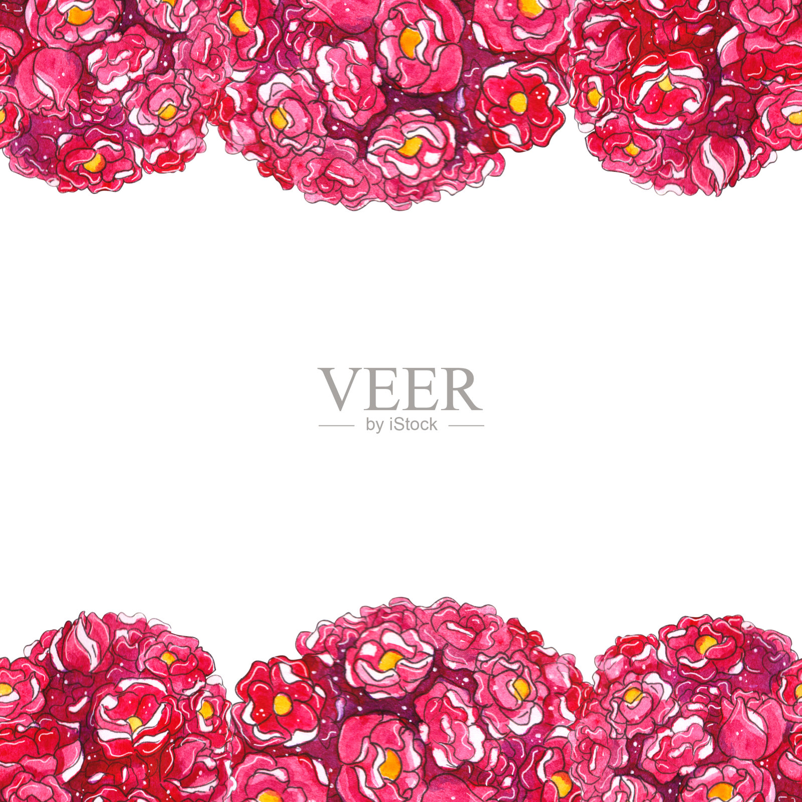 水彩手绘浪漫花卉模板。插画图片素材