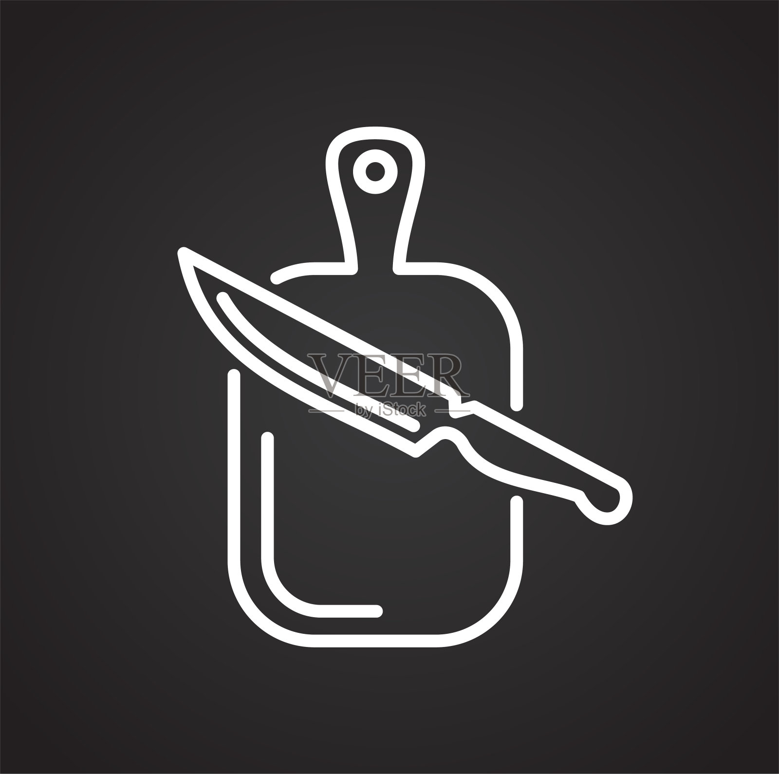 厨房刀线图标在黑色背景的图形和网页设计，现代简单的矢量标志。网络的概念。时髦的符号为网站设计网页按钮或移动应用程序。插画图片素材