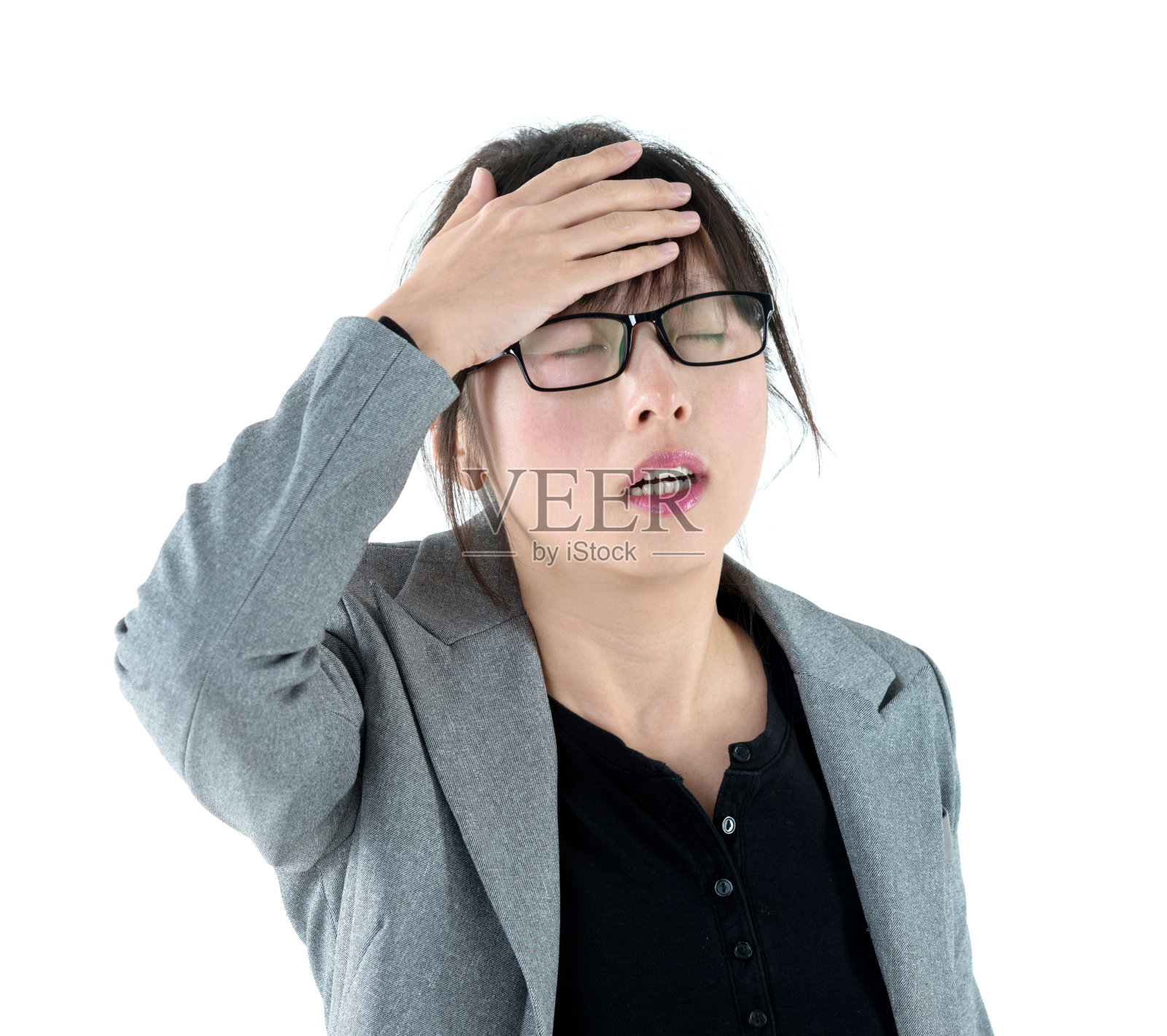 头痛的女商人照片摄影图片