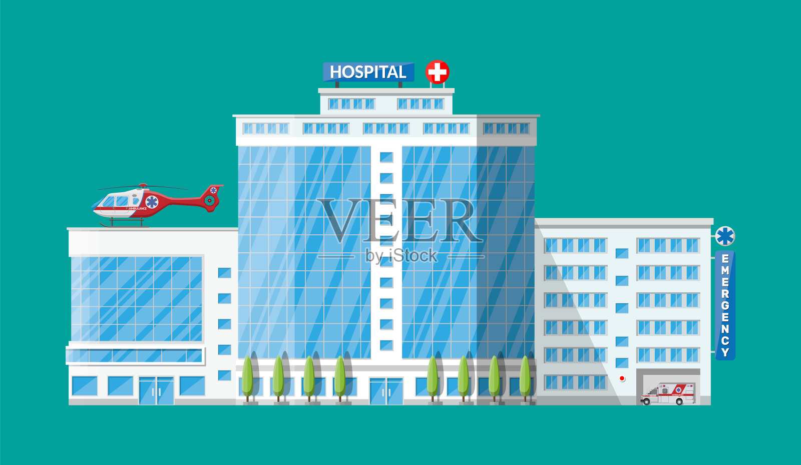 医院大楼医疗标志插画图片素材