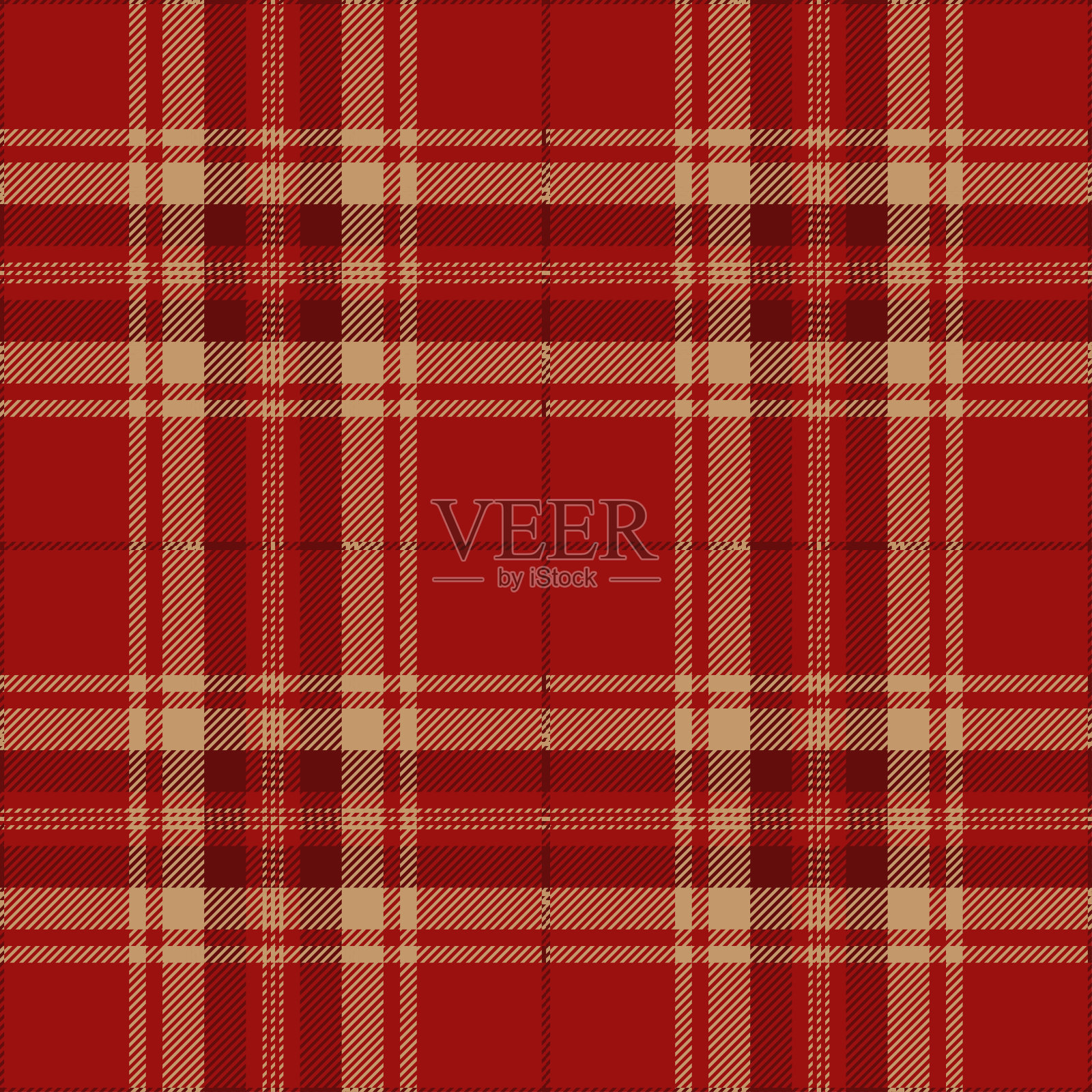 红色和米色格子无缝图案背景插画图片素材