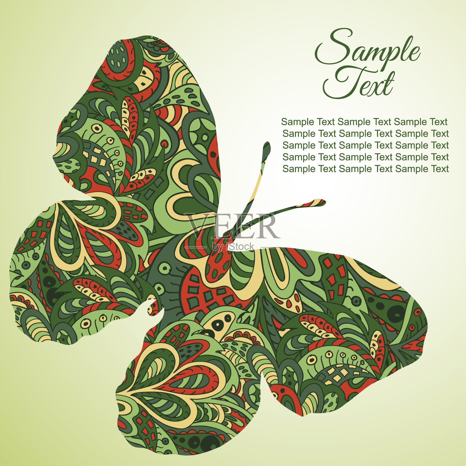 涂鸦Zentangl绘画。节日卡蝴蝶插画图片素材