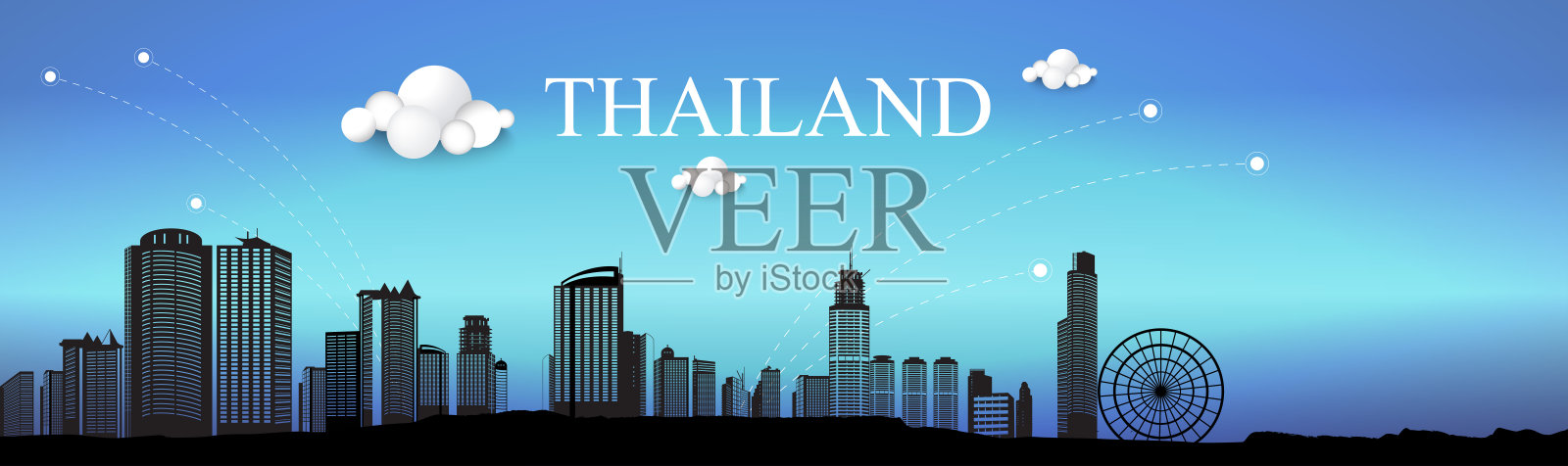 城市建筑地标天际线，形状和旅游横幅插画图片素材