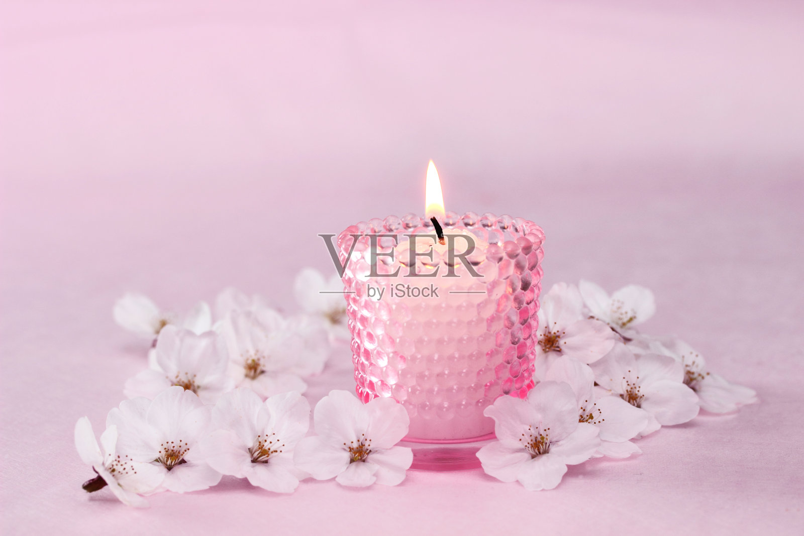 樱花和蜡烛照片摄影图片
