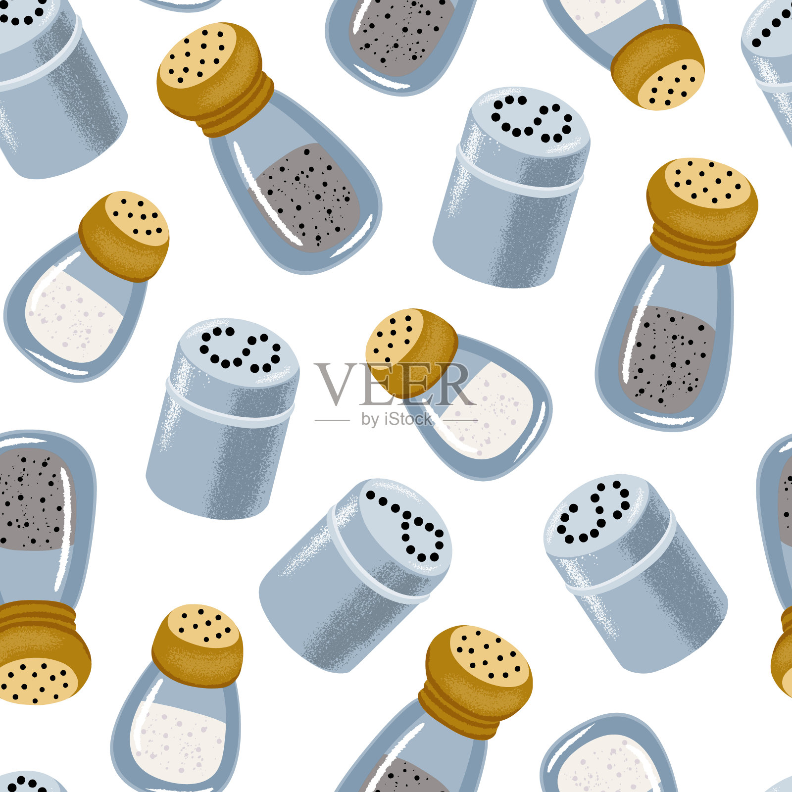 盐和胡椒瓶无缝模式插画图片素材