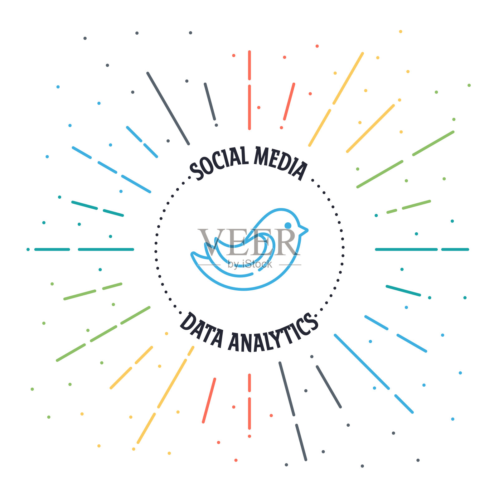 社交媒体矢量网络横幅插图与线图标。插画图片素材