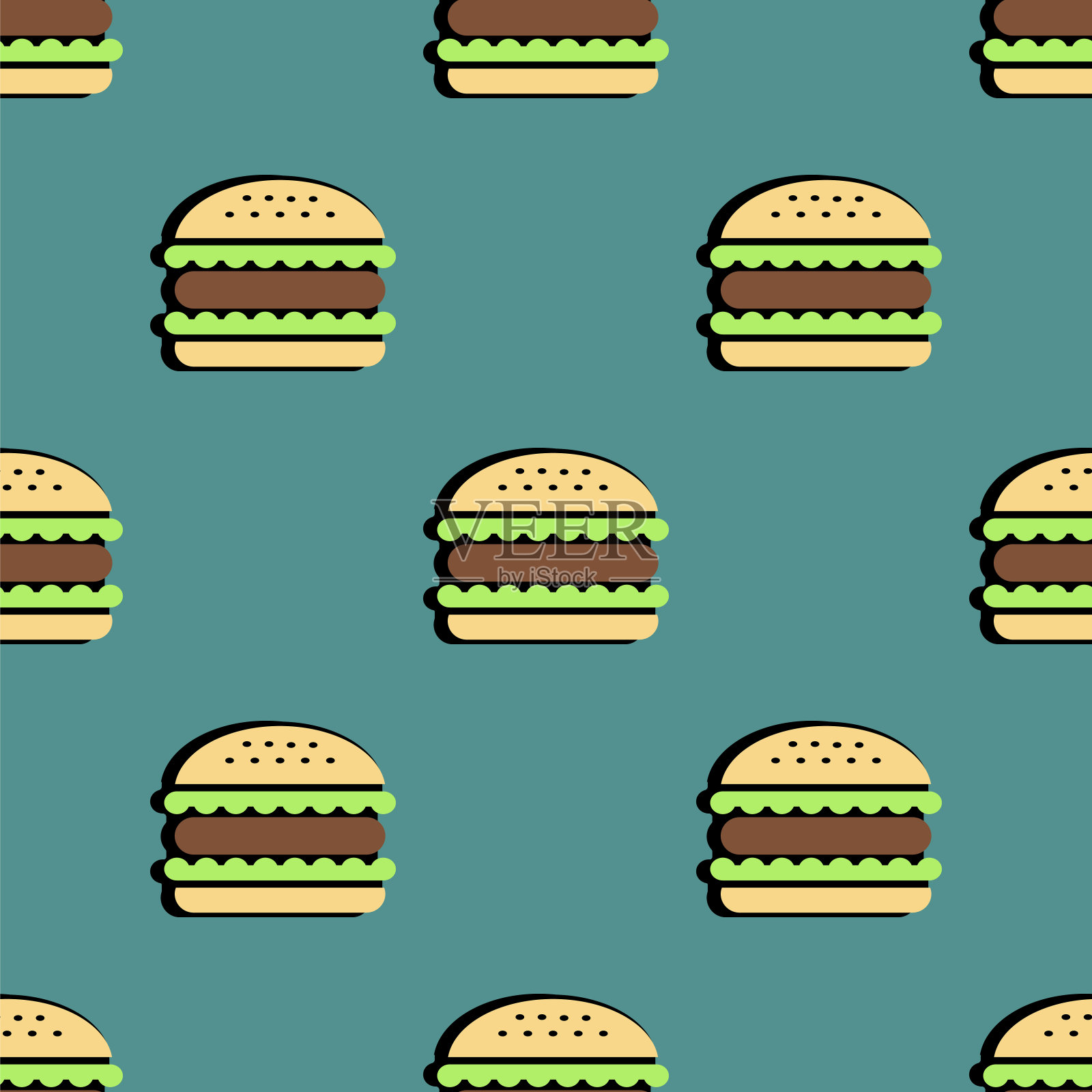 汉堡无缝模式。插画图片素材