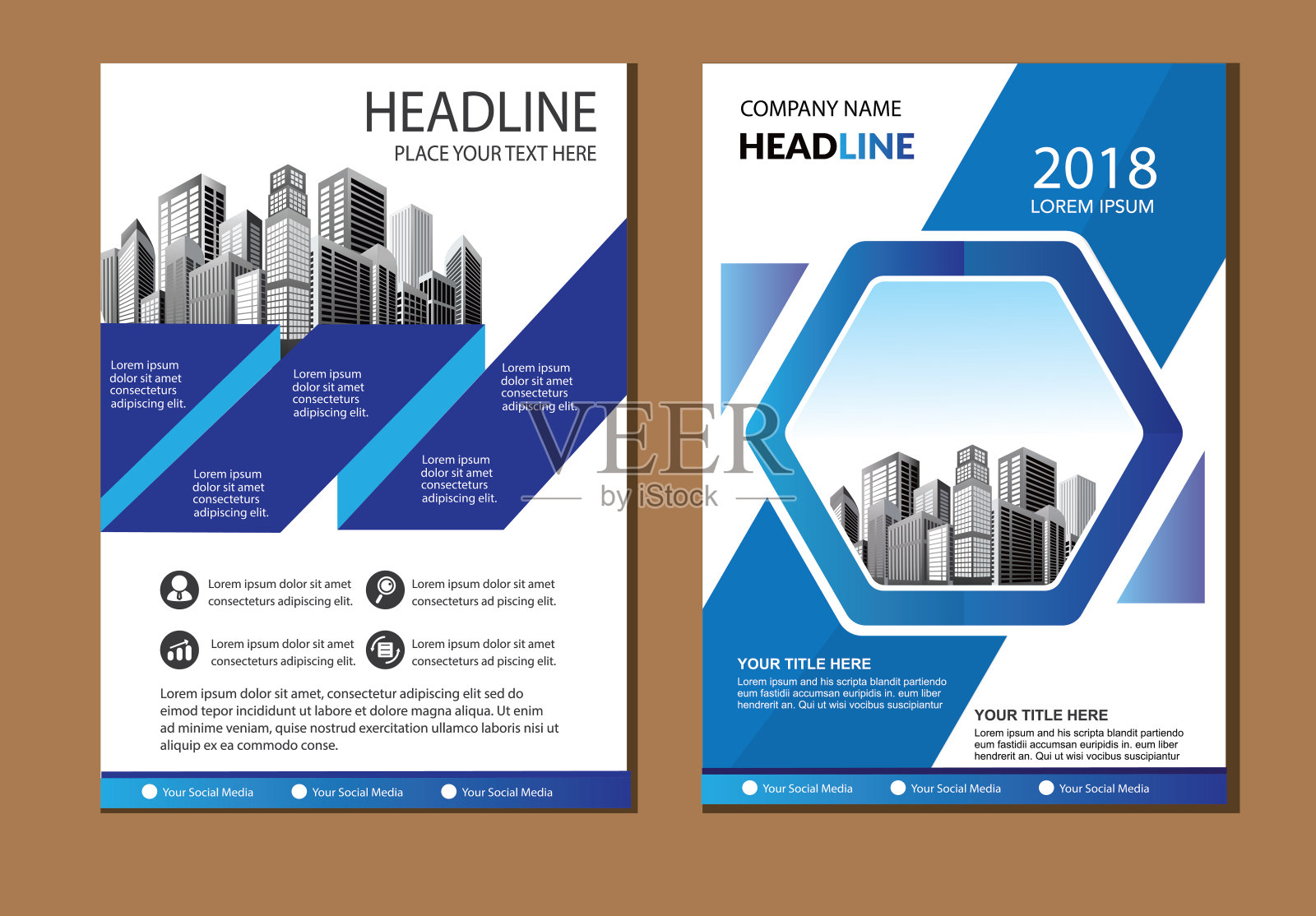 业务抽象向量模板。宣传册设计，涵盖现代布局，年度报告，海报，传单A4彩色三角形，几何形状的科技，科学，市场与灯光背景插画图片素材