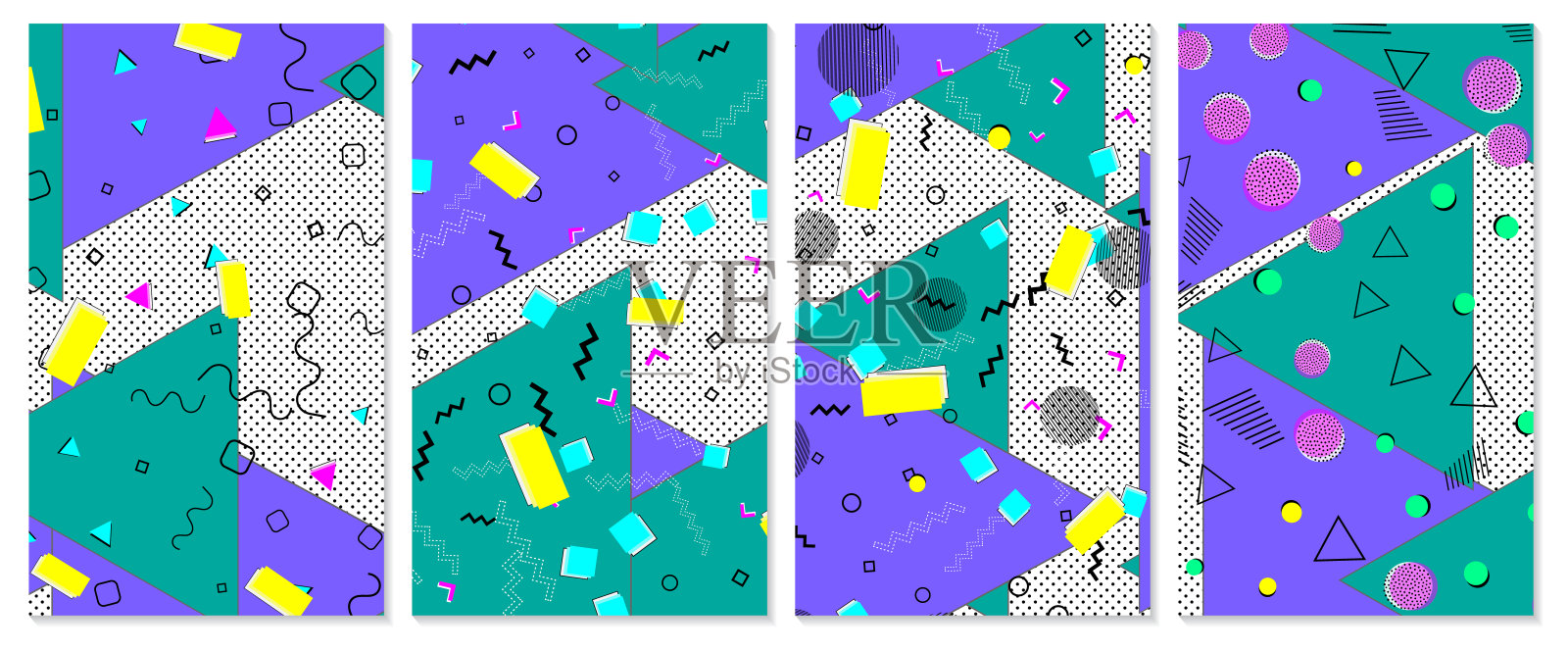 组模式。波普艺术色彩背景。插画图片素材