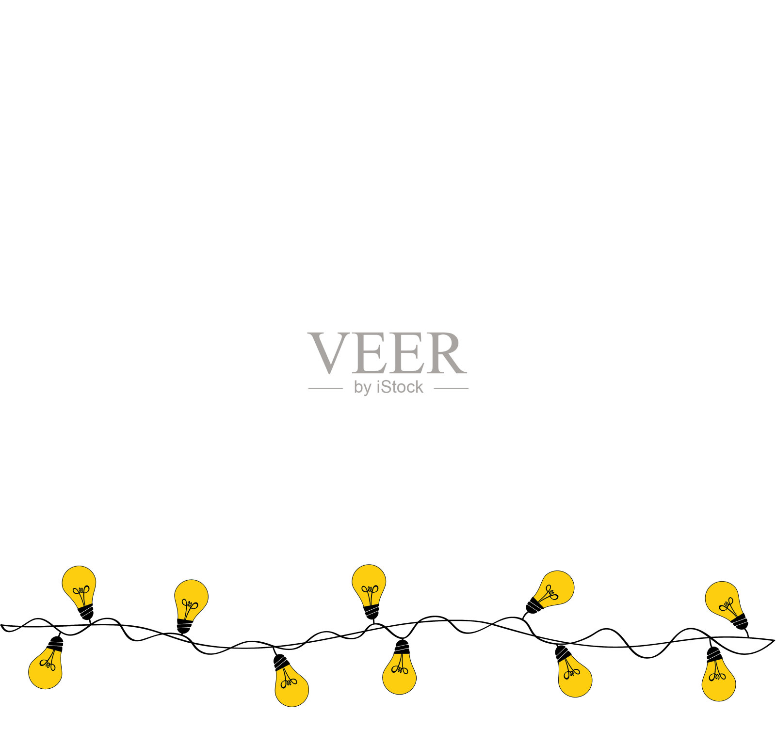 一套温馨的灯泡花环，节日装饰品。灯。明亮的圣诞灯孤立在透明的背景。矢量在白色背景。插画图片素材