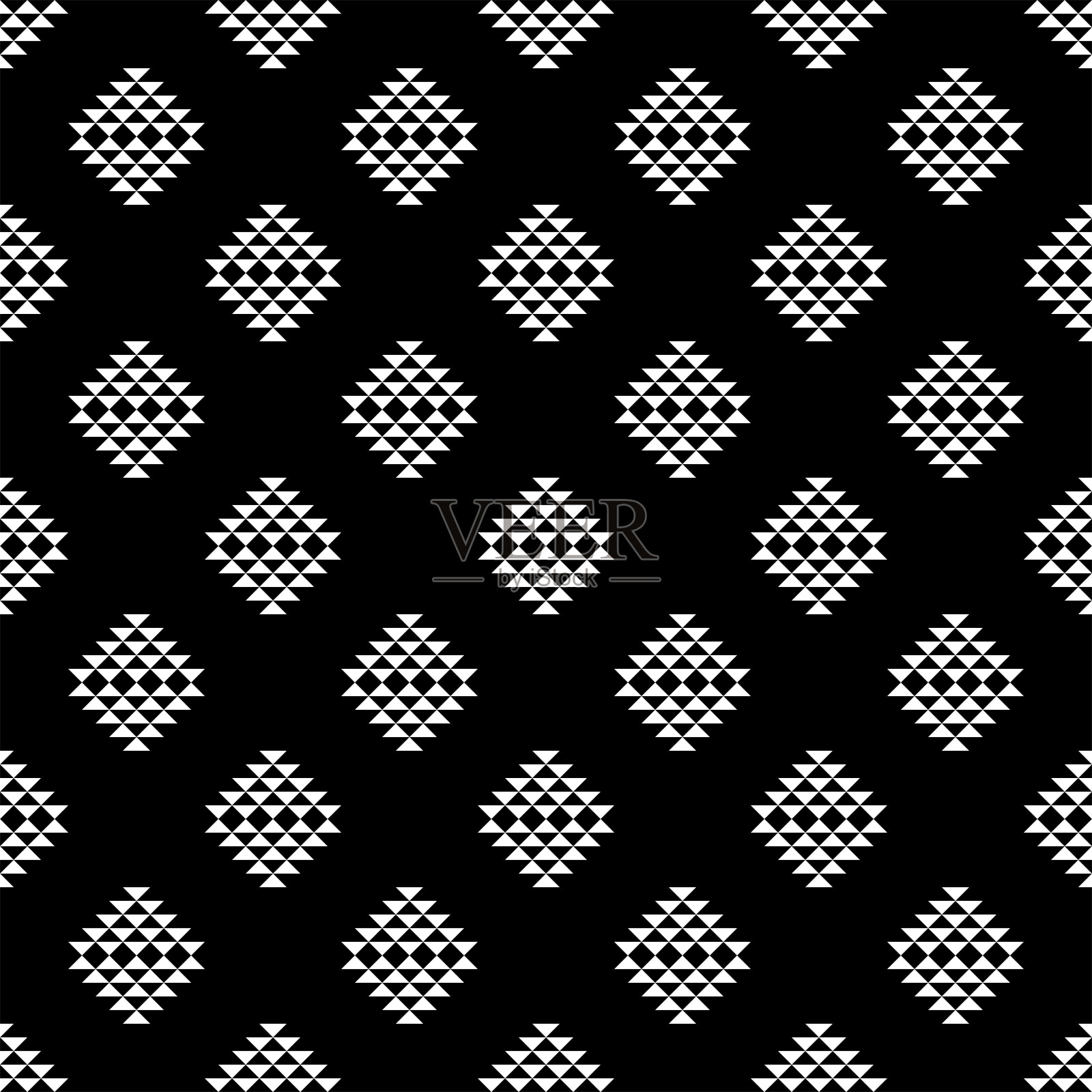 无缝黑白三角抽象几何图案。插画图片素材