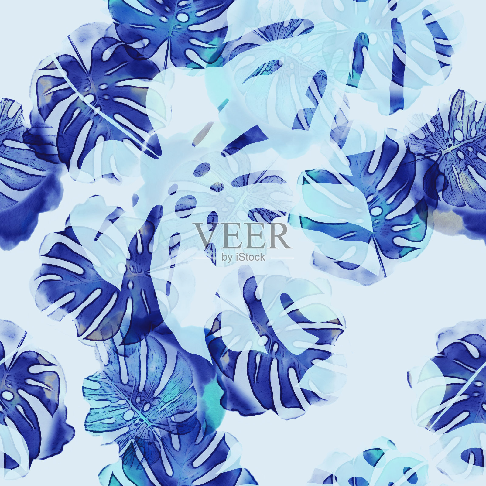 无缝图案的外来花的叶子。插画图片素材