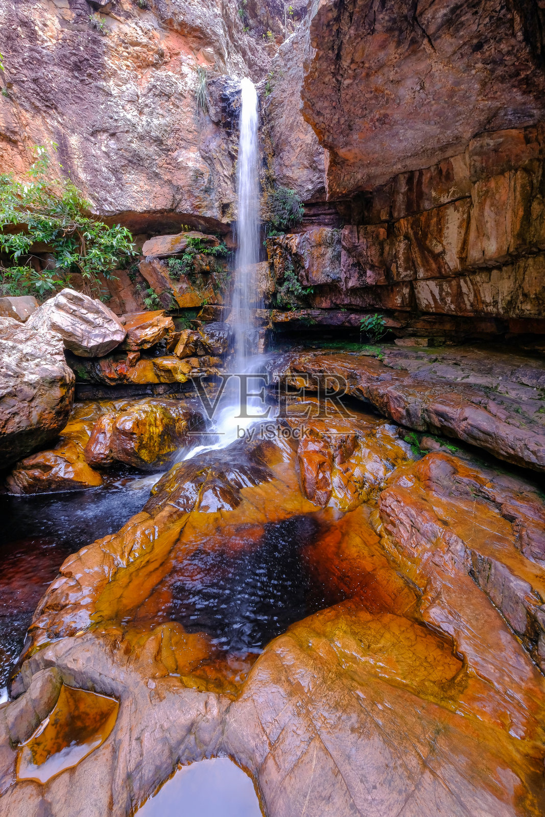 Cachoeira Da Primavera, Spring Waterfall, chadi National Park, Lencois, Bahia，巴西南美照片摄影图片