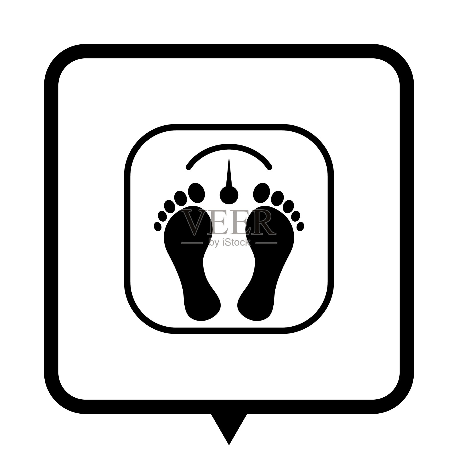 带有脚印的浴室秤-黑色矢量图标插画图片素材