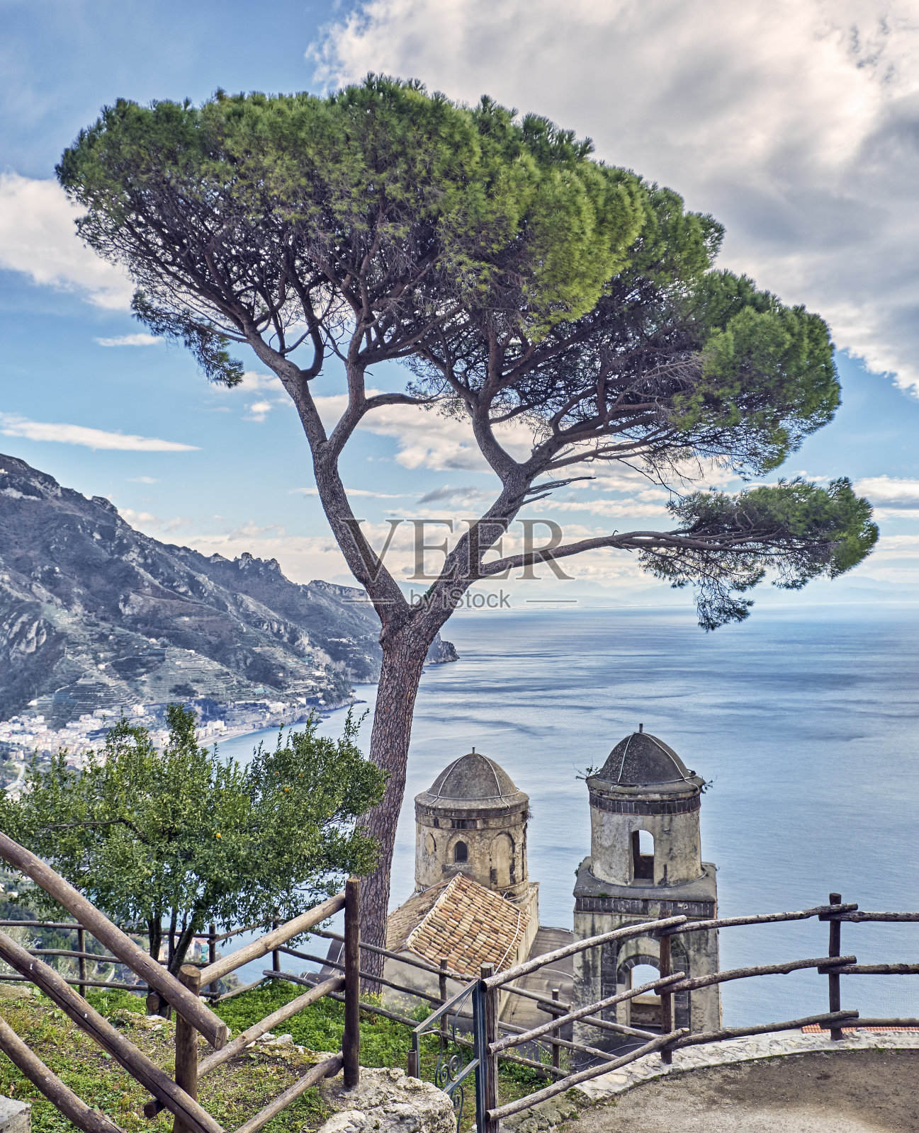 树木和建筑物顶着天空照片摄影图片