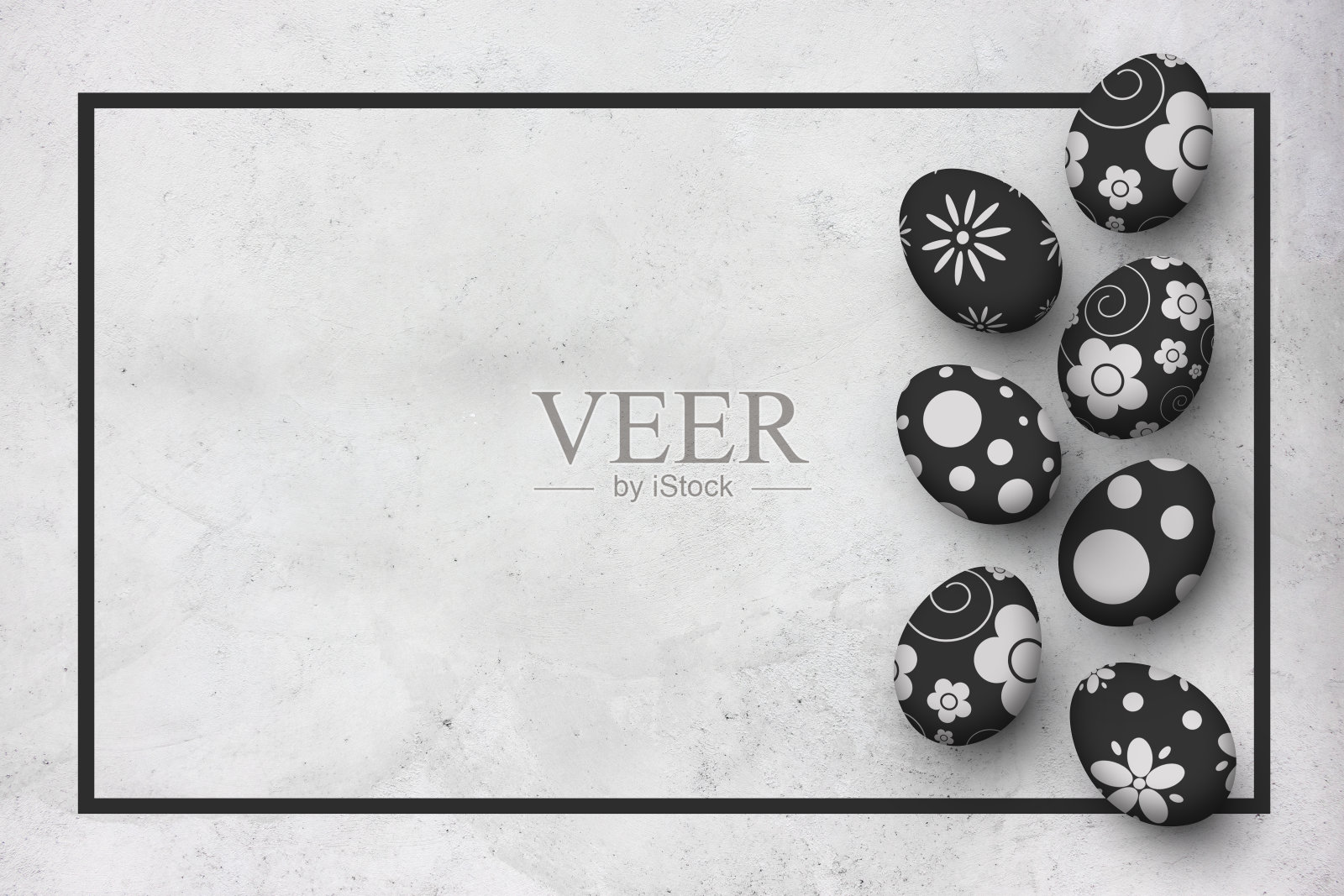 水泥地板上的复活节彩蛋为背景照片摄影图片