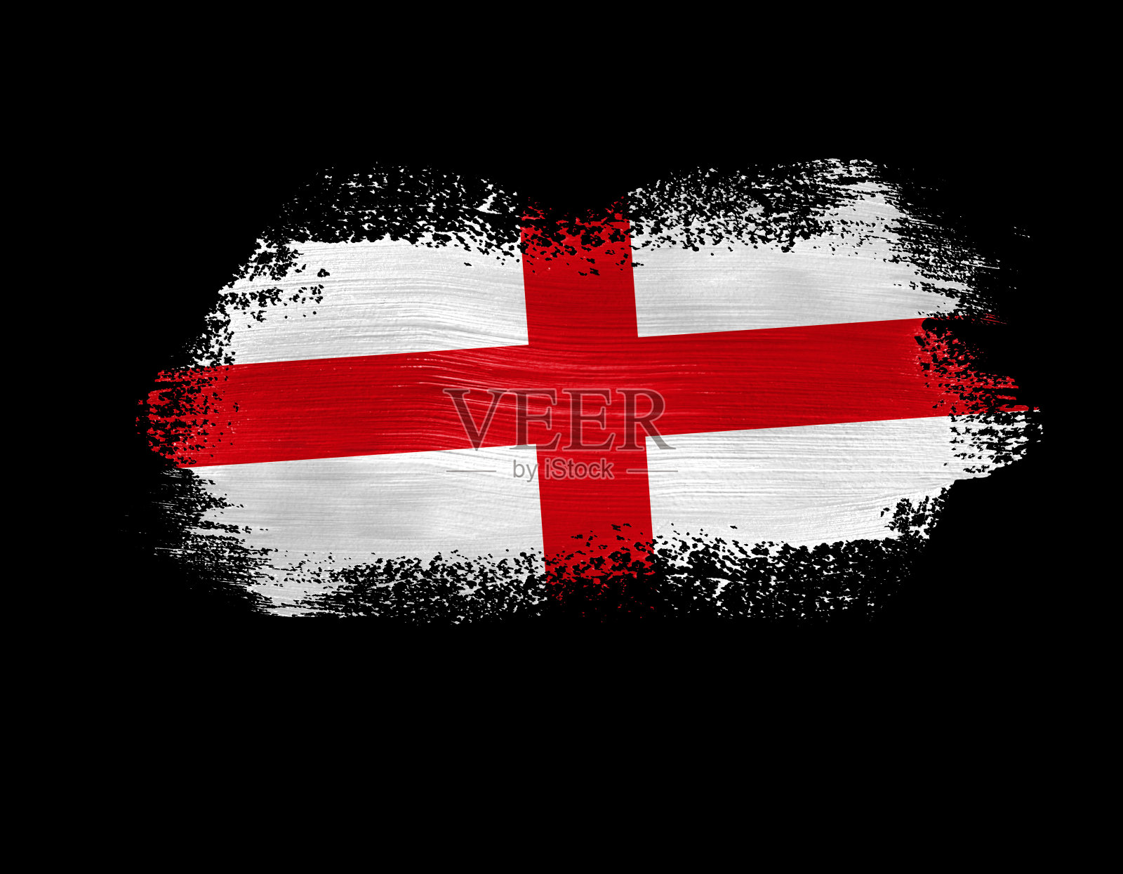 在黑色背景上用刷子画的孤立的英国国旗照片摄影图片