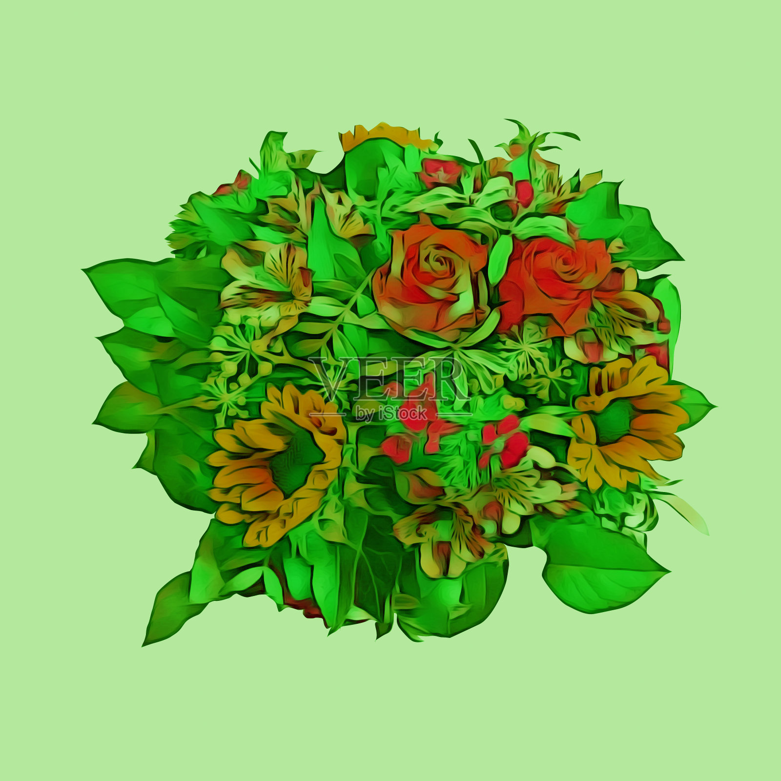 花束，水彩图案。插画图片素材