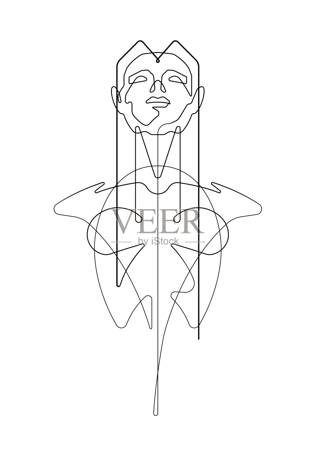女性胸围一连续线矢量图形插图设计元素图片