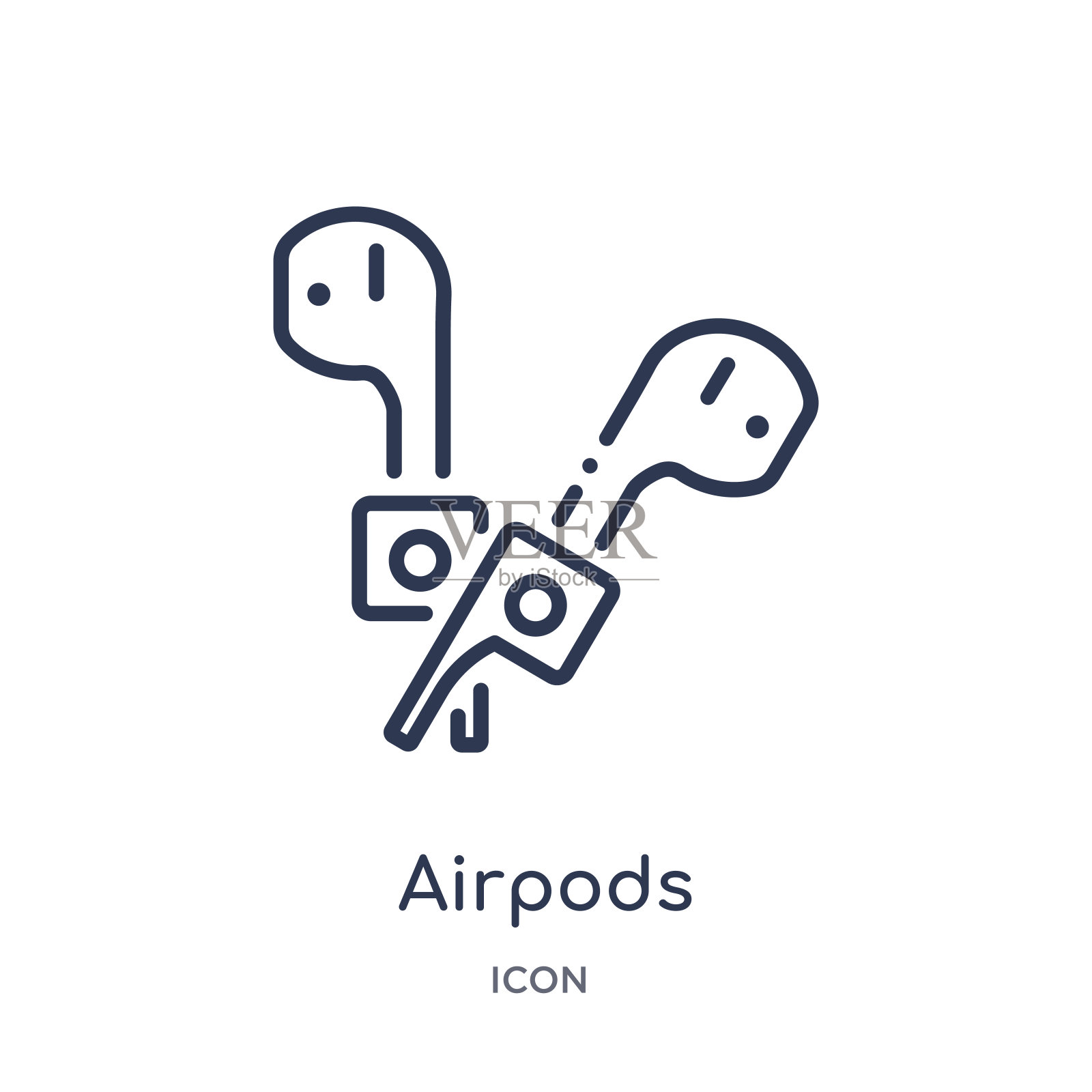 线性airpods图标从互联网安全和网络大纲收集。细线airpods图标孤立在白色背景。Airpods时尚插画图标素材