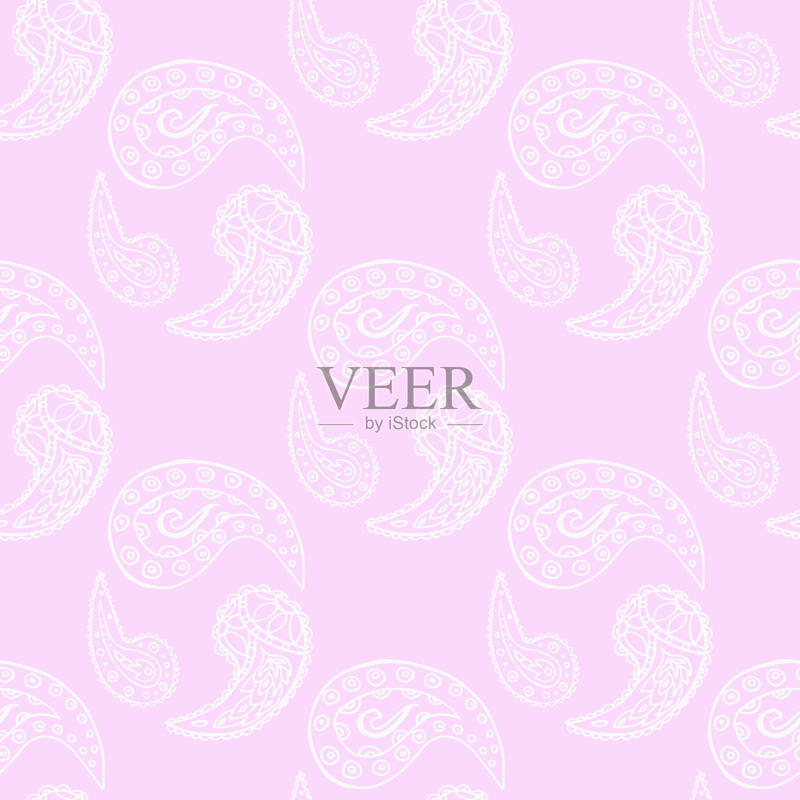 佩斯利无缝图案，手绘印度黄瓜，素描插画图片素材