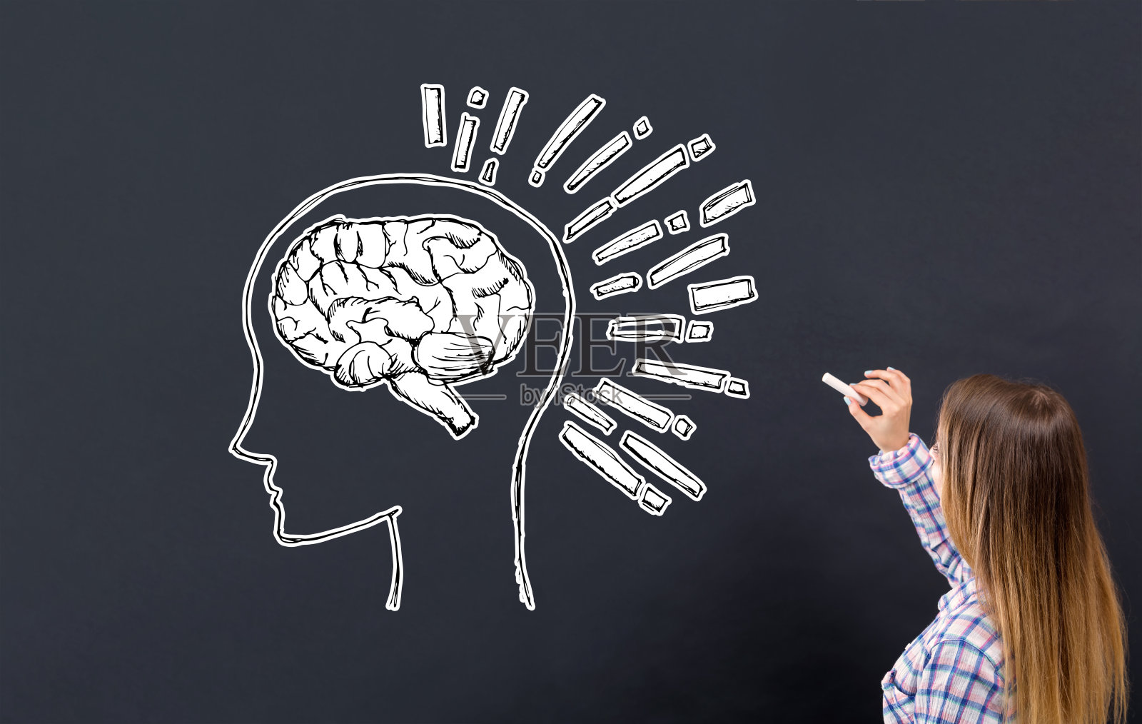 年轻女子的大脑插图照片摄影图片
