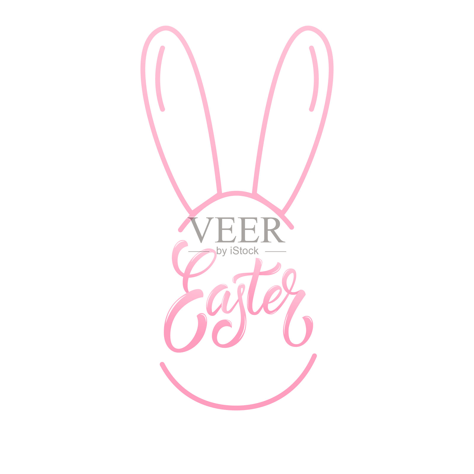 复活节。复活节标签徽章设计与字母插画图片素材