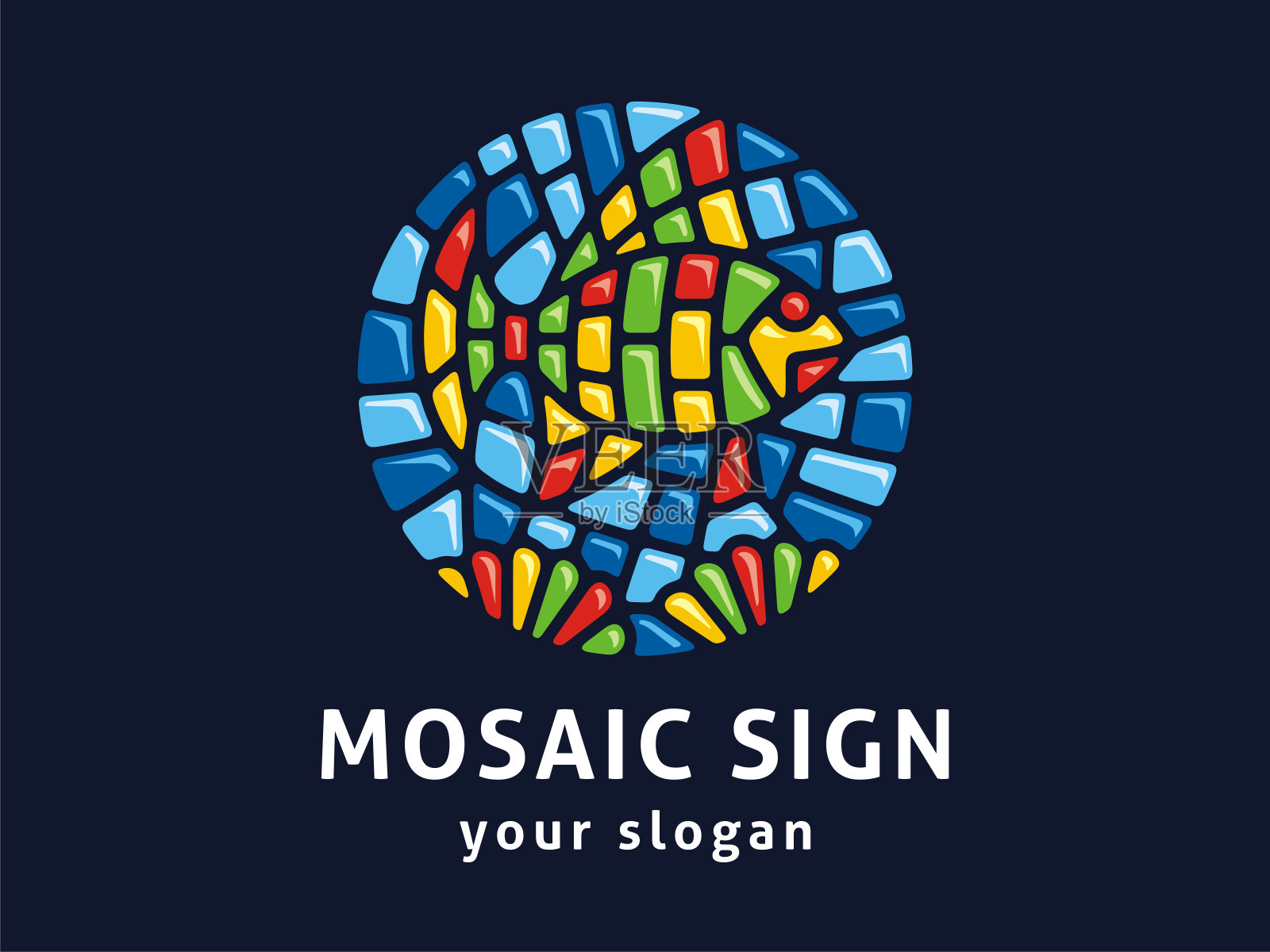 向量符号模板。马赛克风格的鱼的标志。插画图片素材