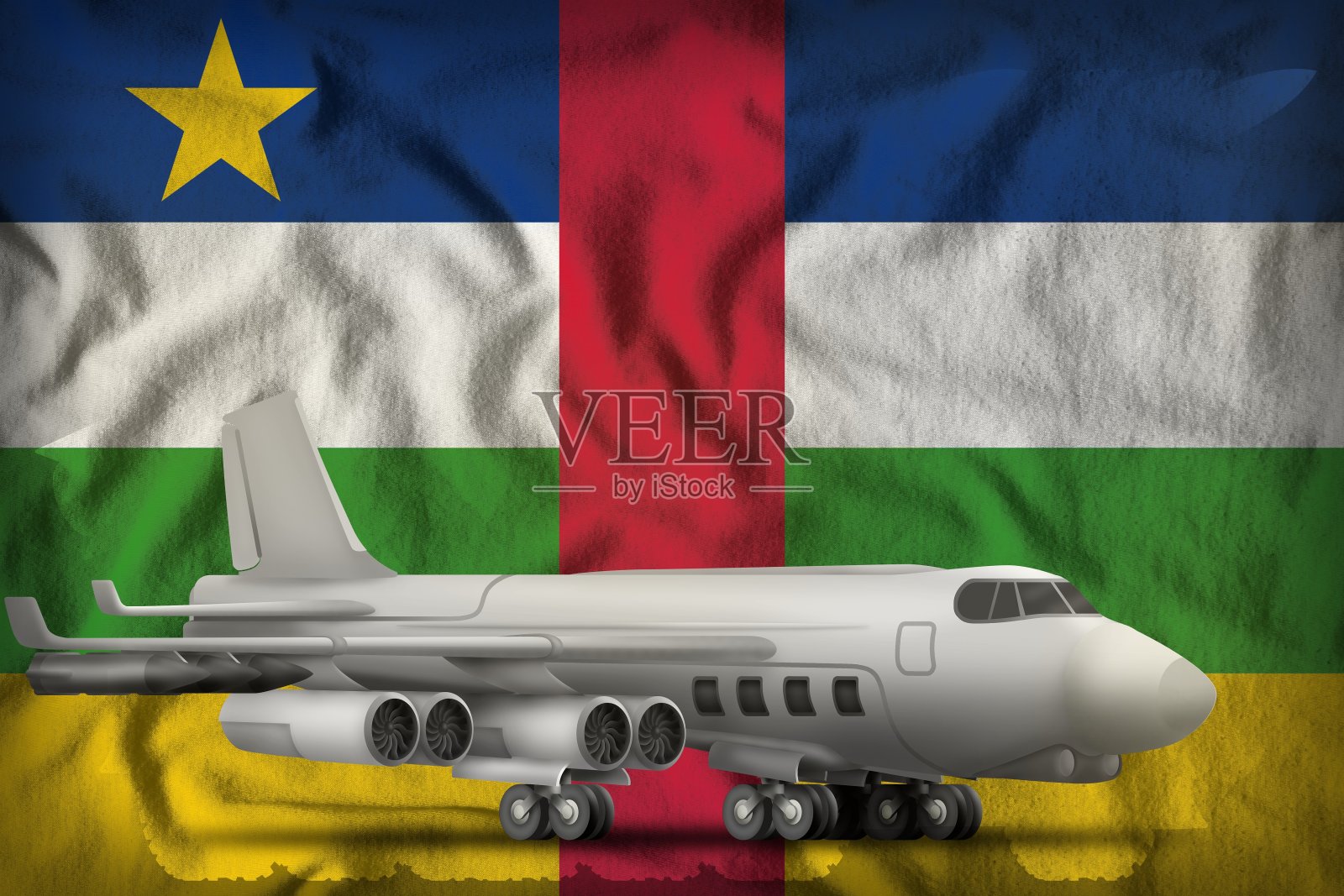 在中非共和国国旗的背景下。三维演示照片摄影图片