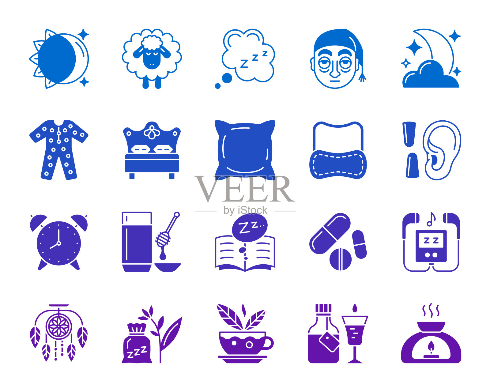 失眠颜色剪影图标矢量集图标素材