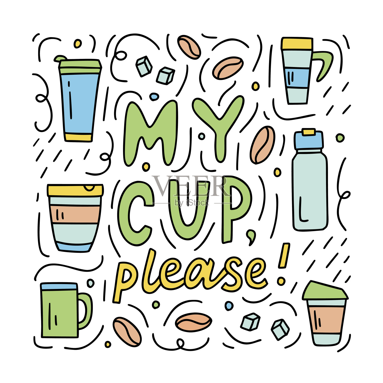 请在我的杯子上涂鸦插画图片素材