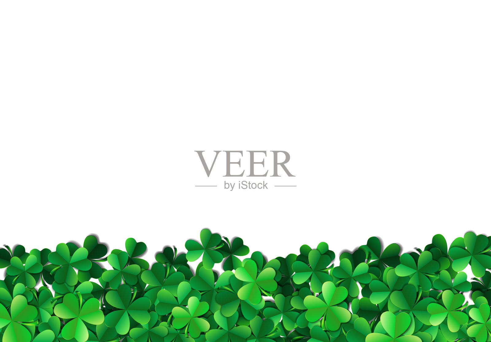 圣帕特里克日的背景与喷洒绿色三叶草叶子或三叶草插画图片素材