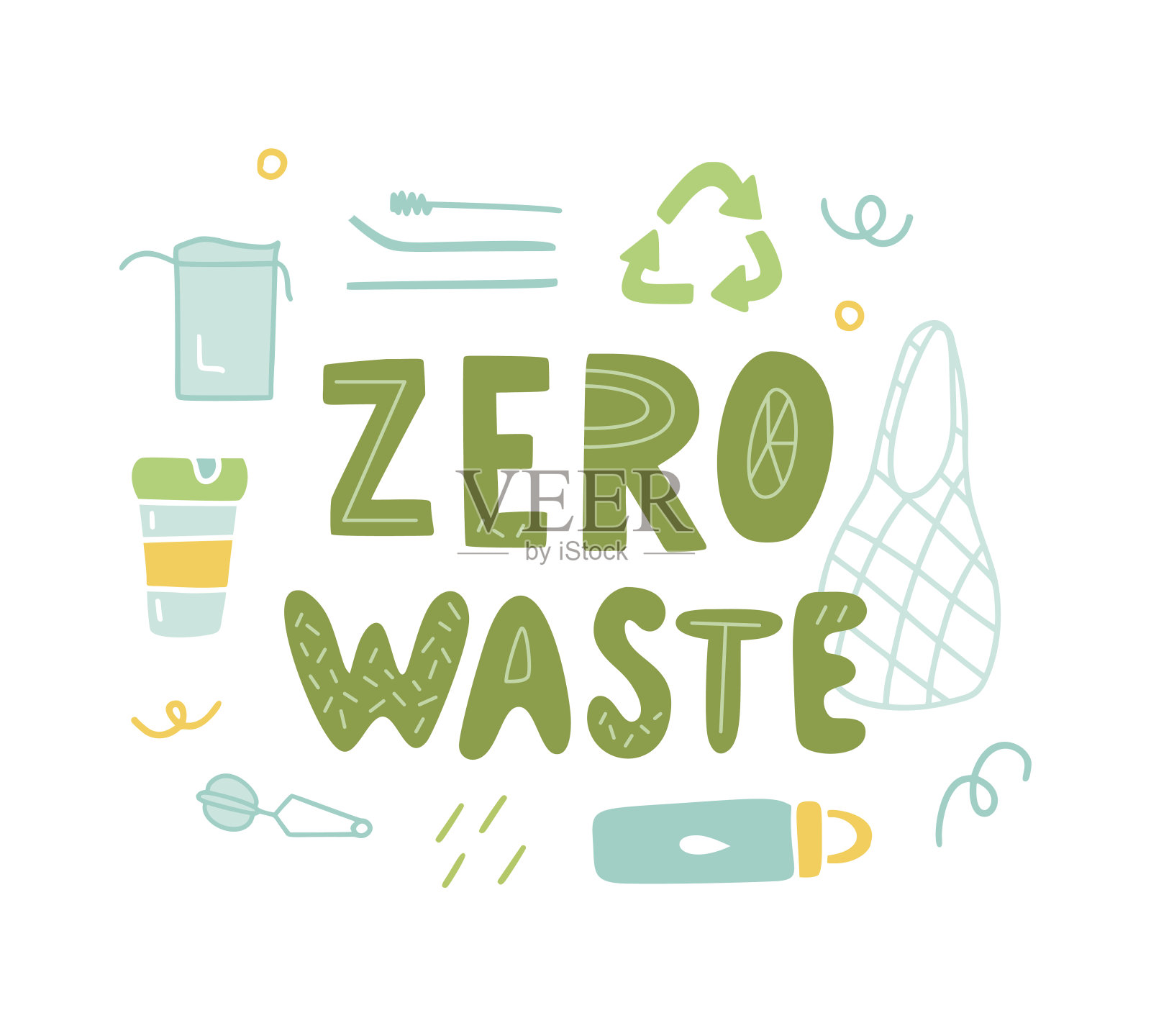 零浪费手工刻字插画图片素材