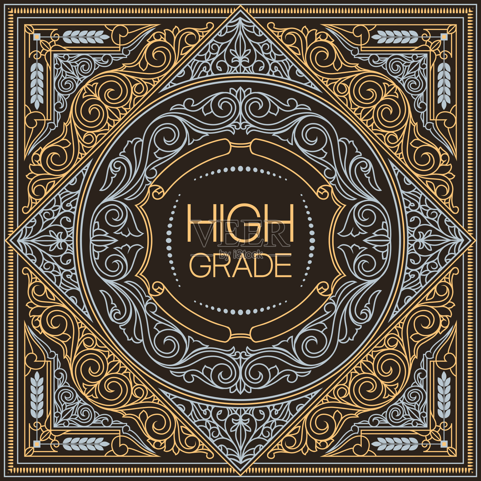 复古装饰华丽的标签设计插画图片素材