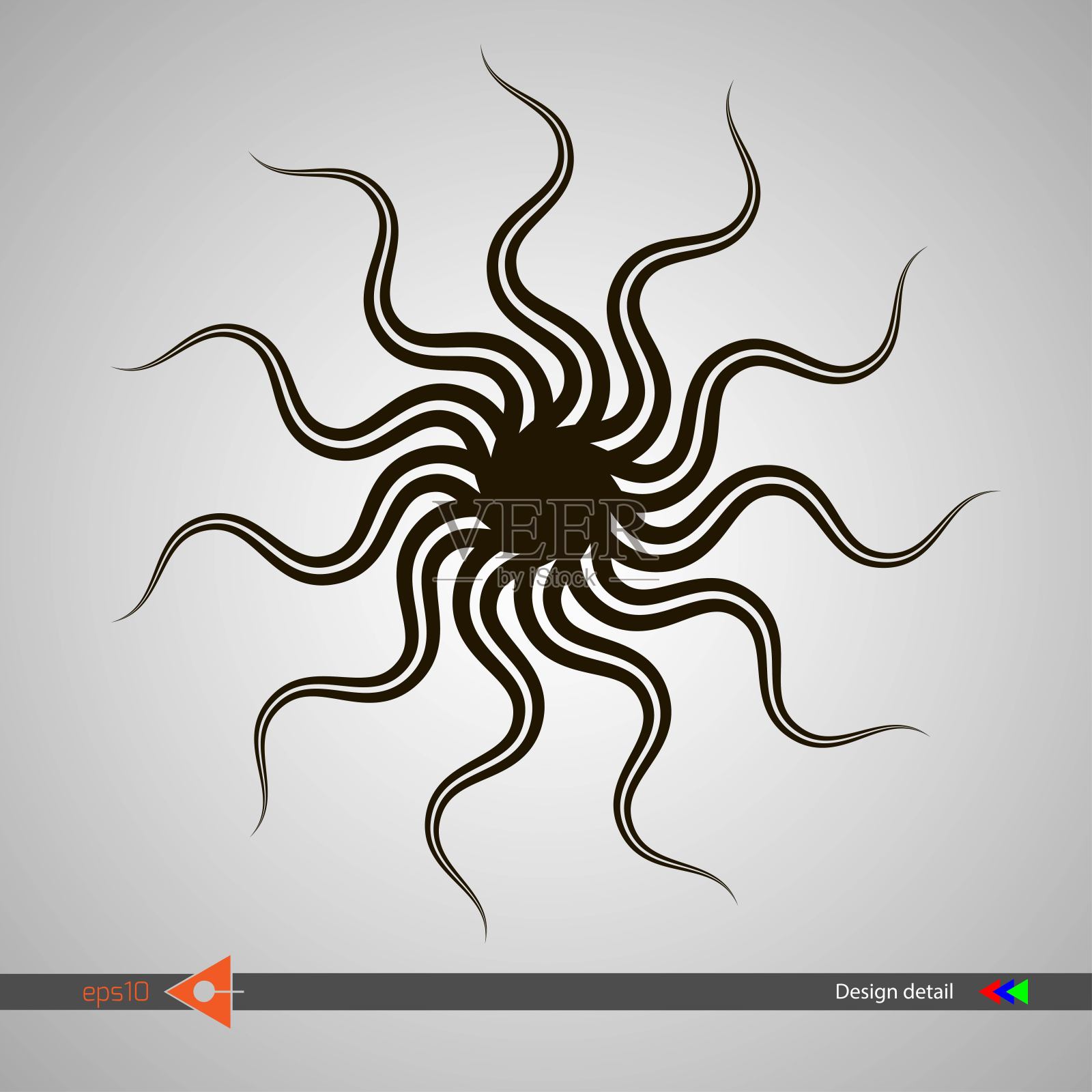 孤立的对称模式。抽象圆形单色物体。矢量插图没有梯度。插画图片素材