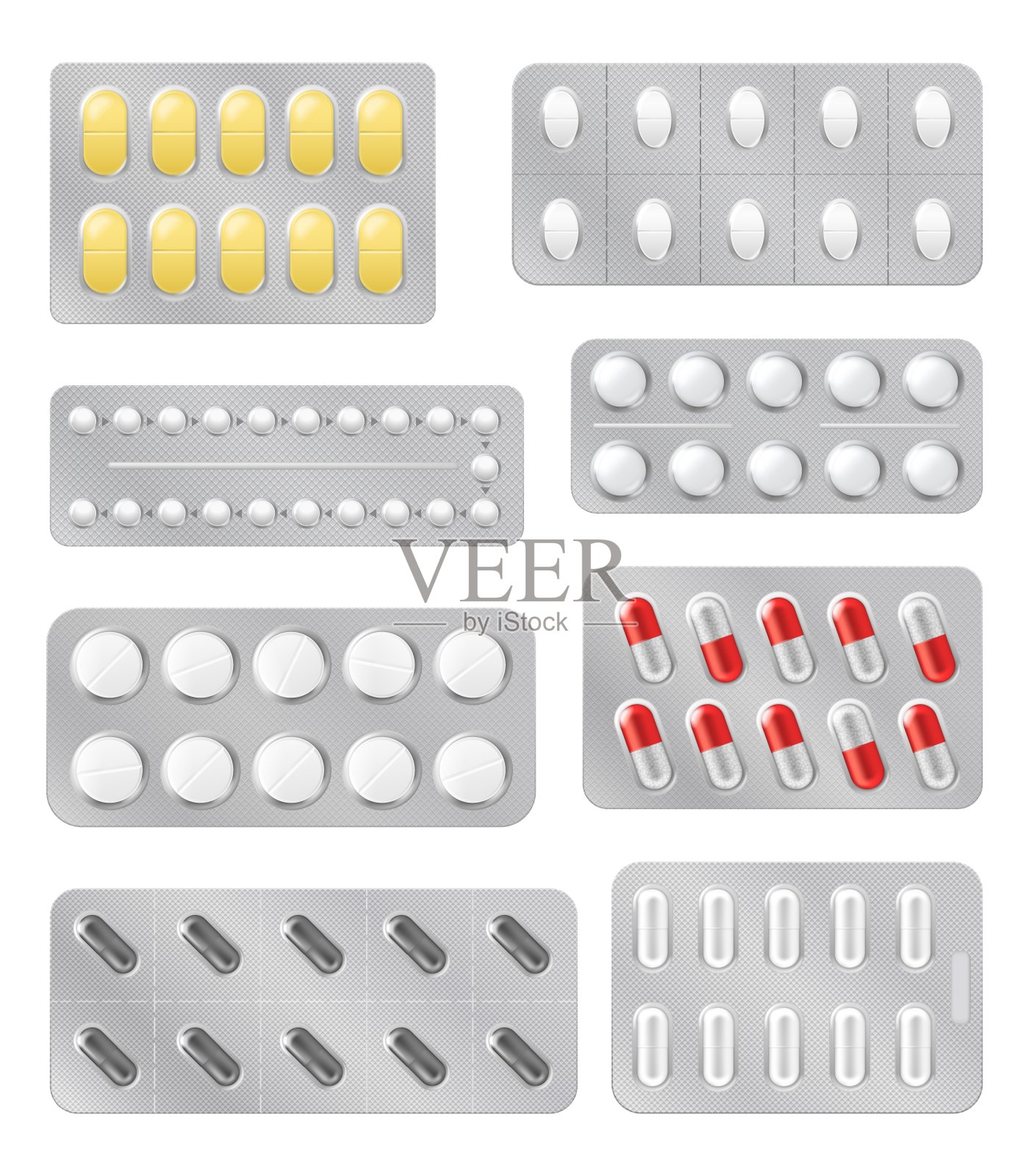 起泡药有胶囊药和片剂插画图片素材