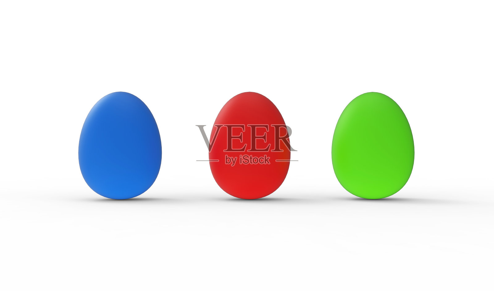复活节彩蛋设置蓝色，红色，绿色照片摄影图片