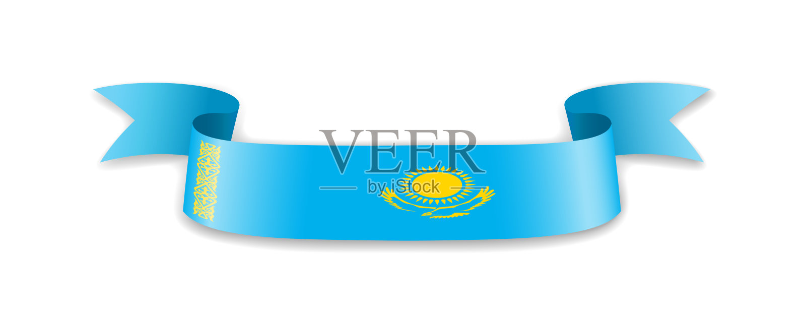 哈萨克斯坦国旗以波浪丝带的形式呈现。插画图片素材