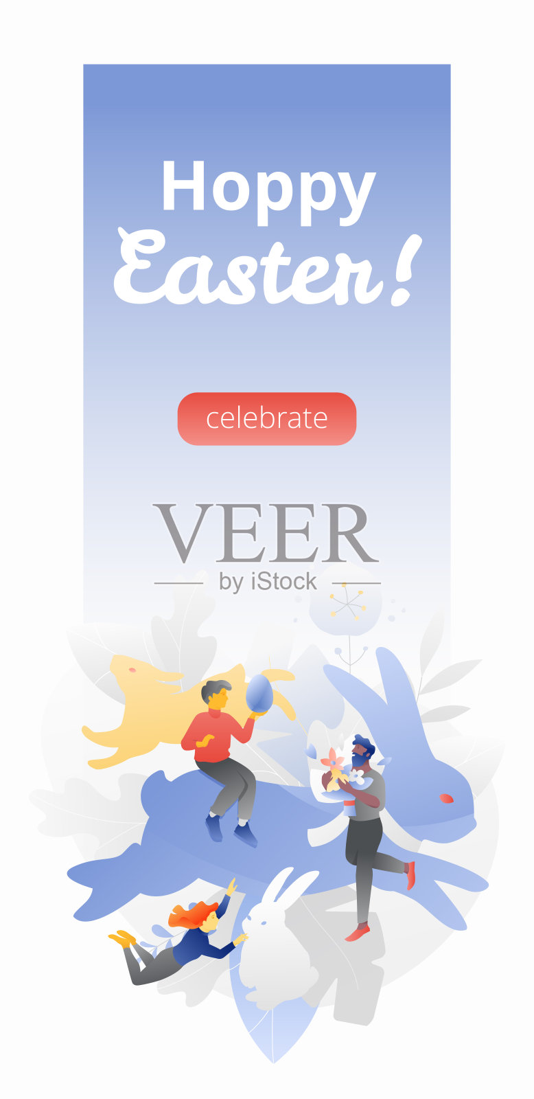 跳跃复活节垂直横幅设计模板素材