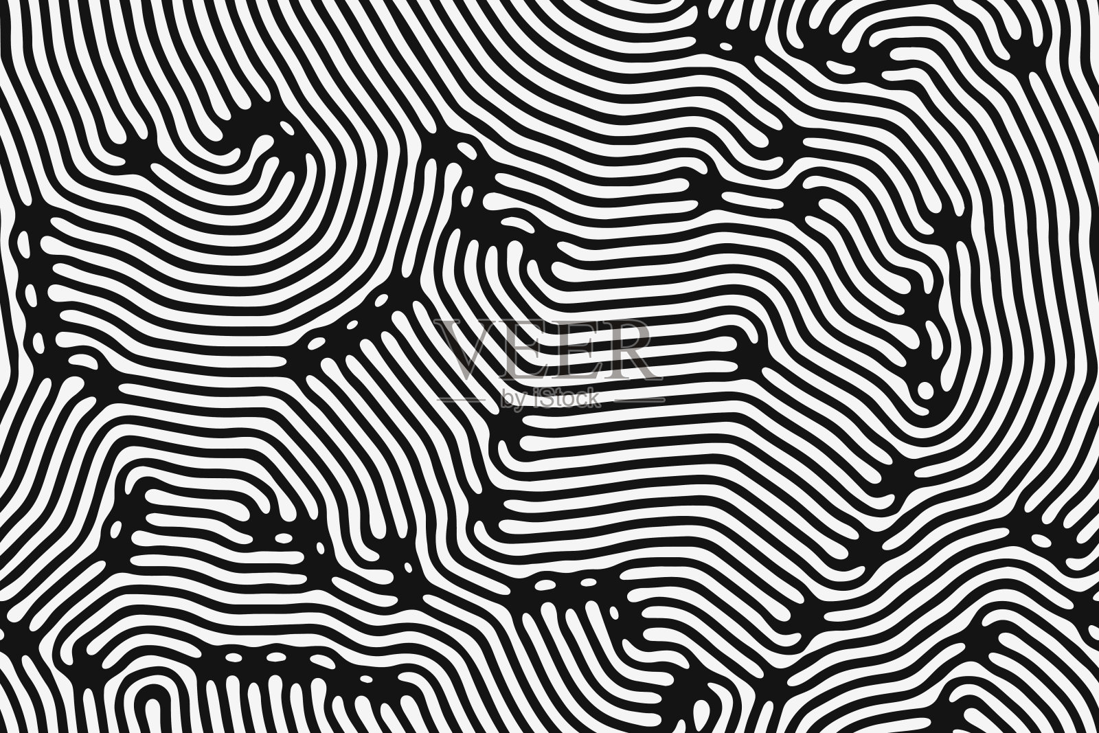 扩散反应矢量无缝模式。黑白有机形状，线条图案。抽象背景说明插画图片素材