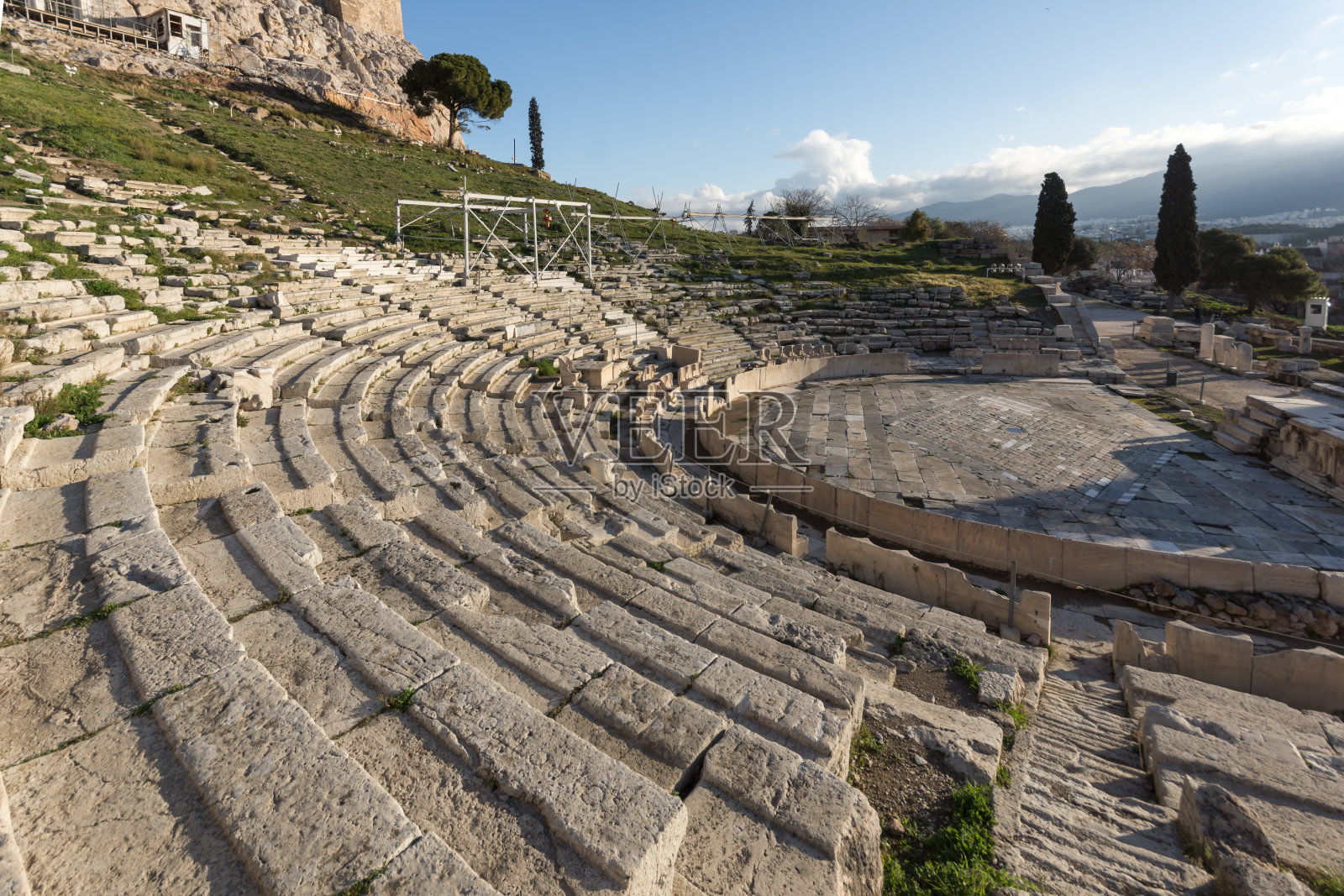 希腊阿提卡雅典卫城狄俄尼索斯剧场遗址全景图照片摄影图片