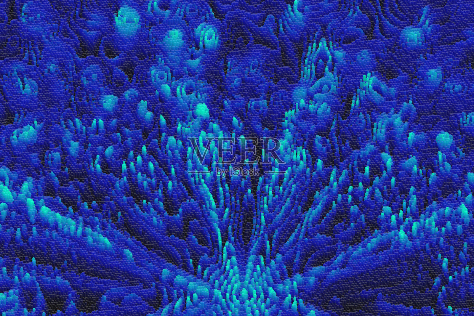 霓虹蓝青色立方体块抽象大数据全球互联网图形背景插画图片素材