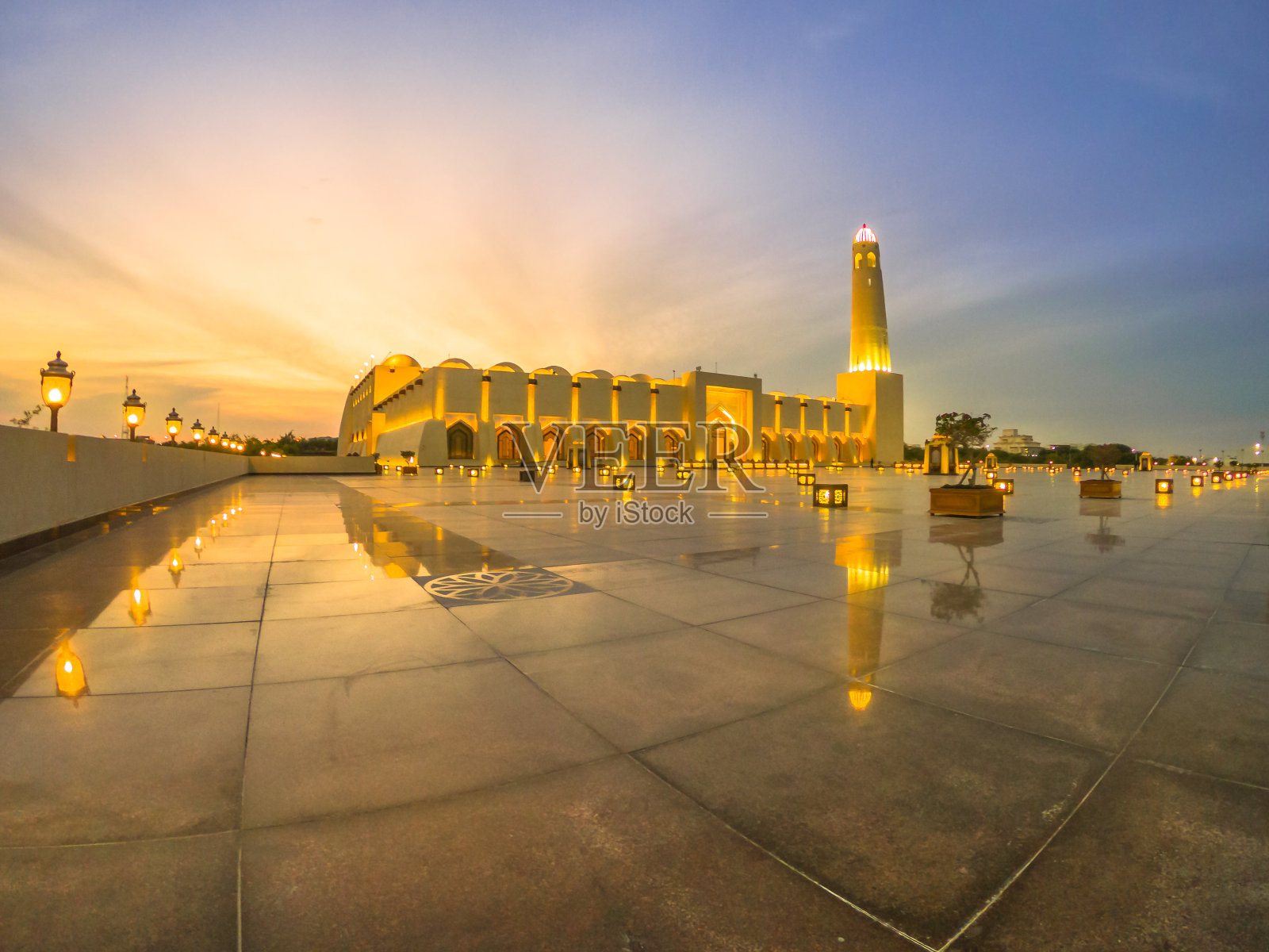 卡塔尔国家清真寺照片摄影图片